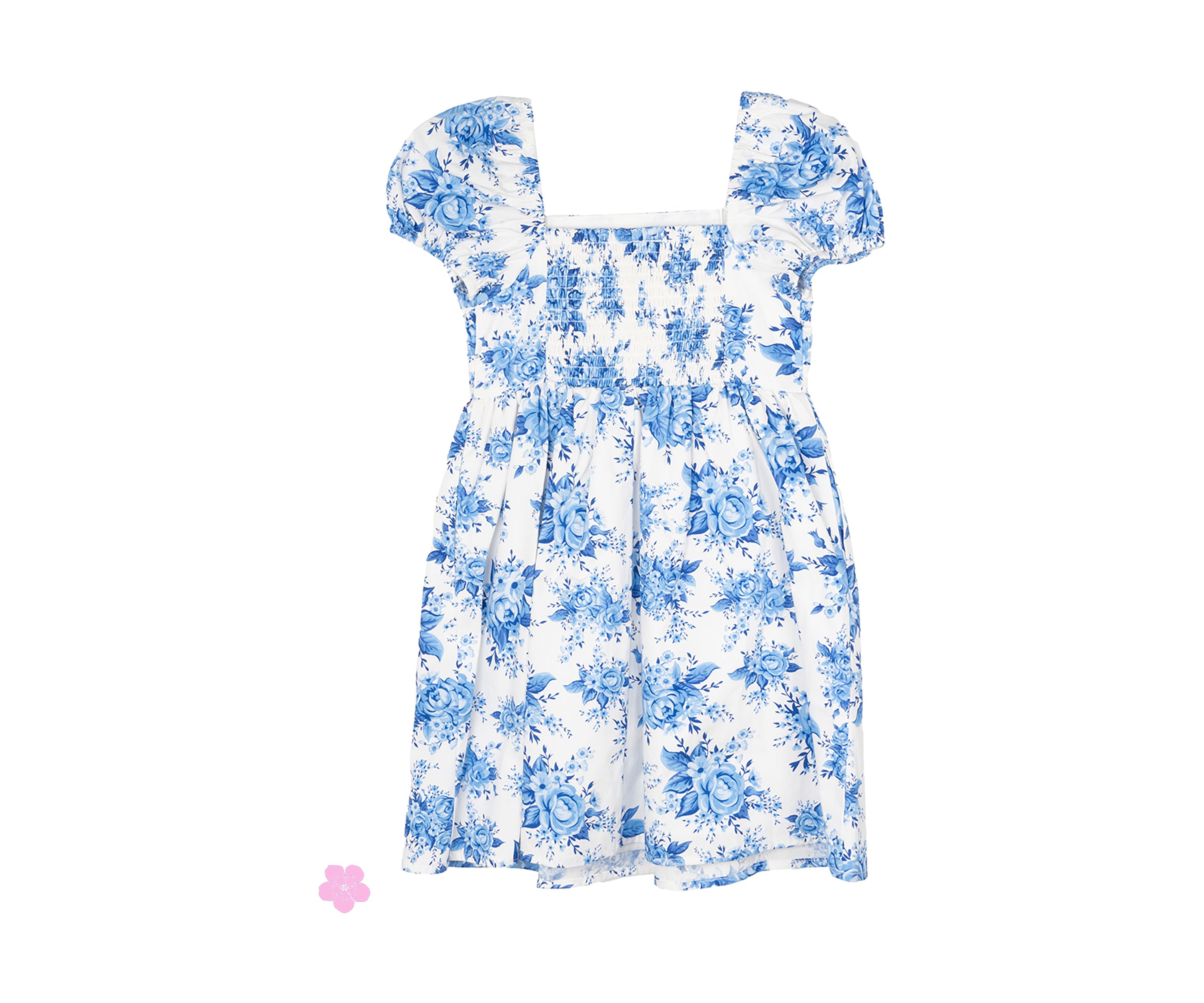 Girls 4-6x Puff Sleeve Floral Dress
