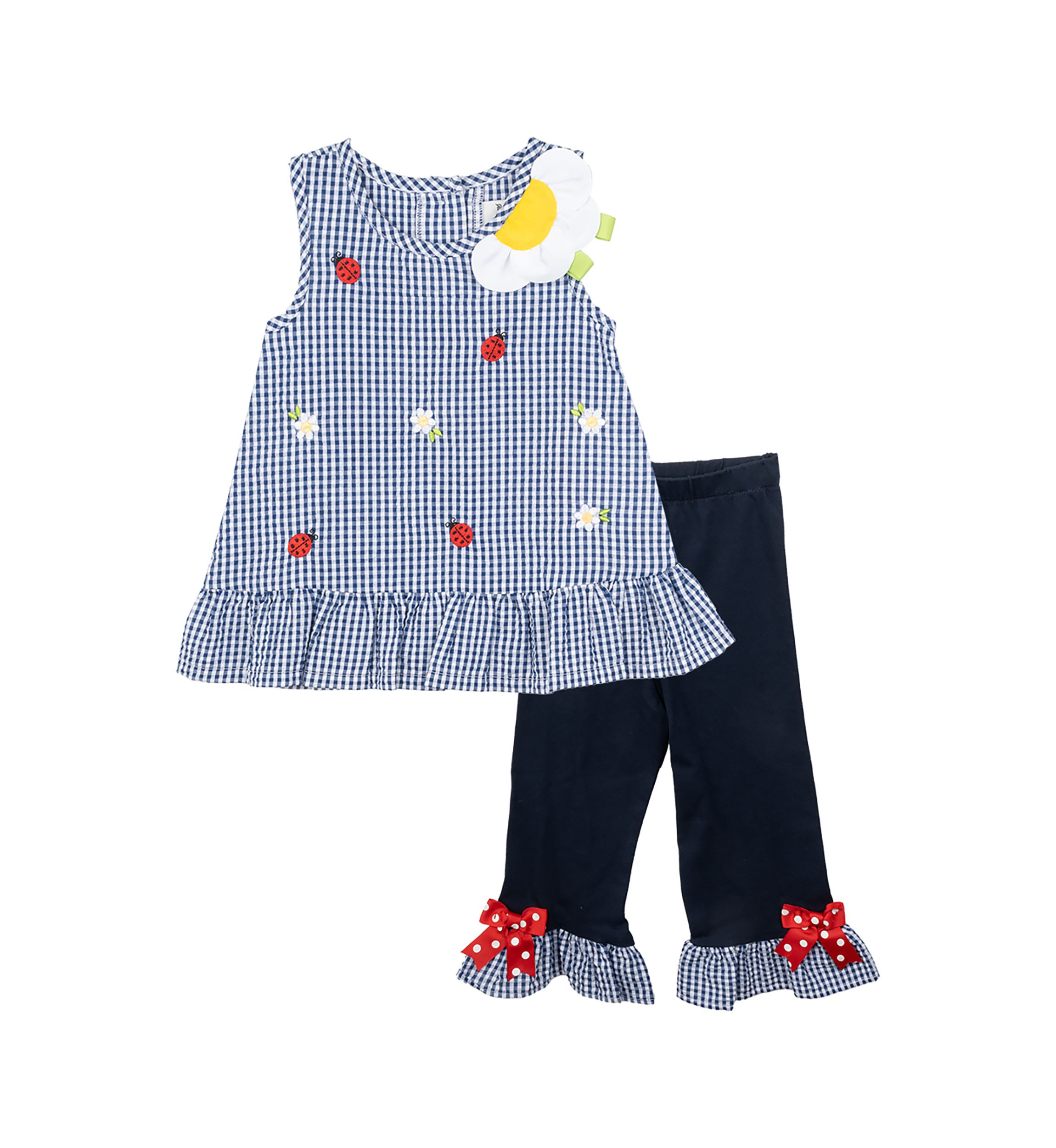 Girls 4-6x Seersucker Top and Ruffle Leggings Set