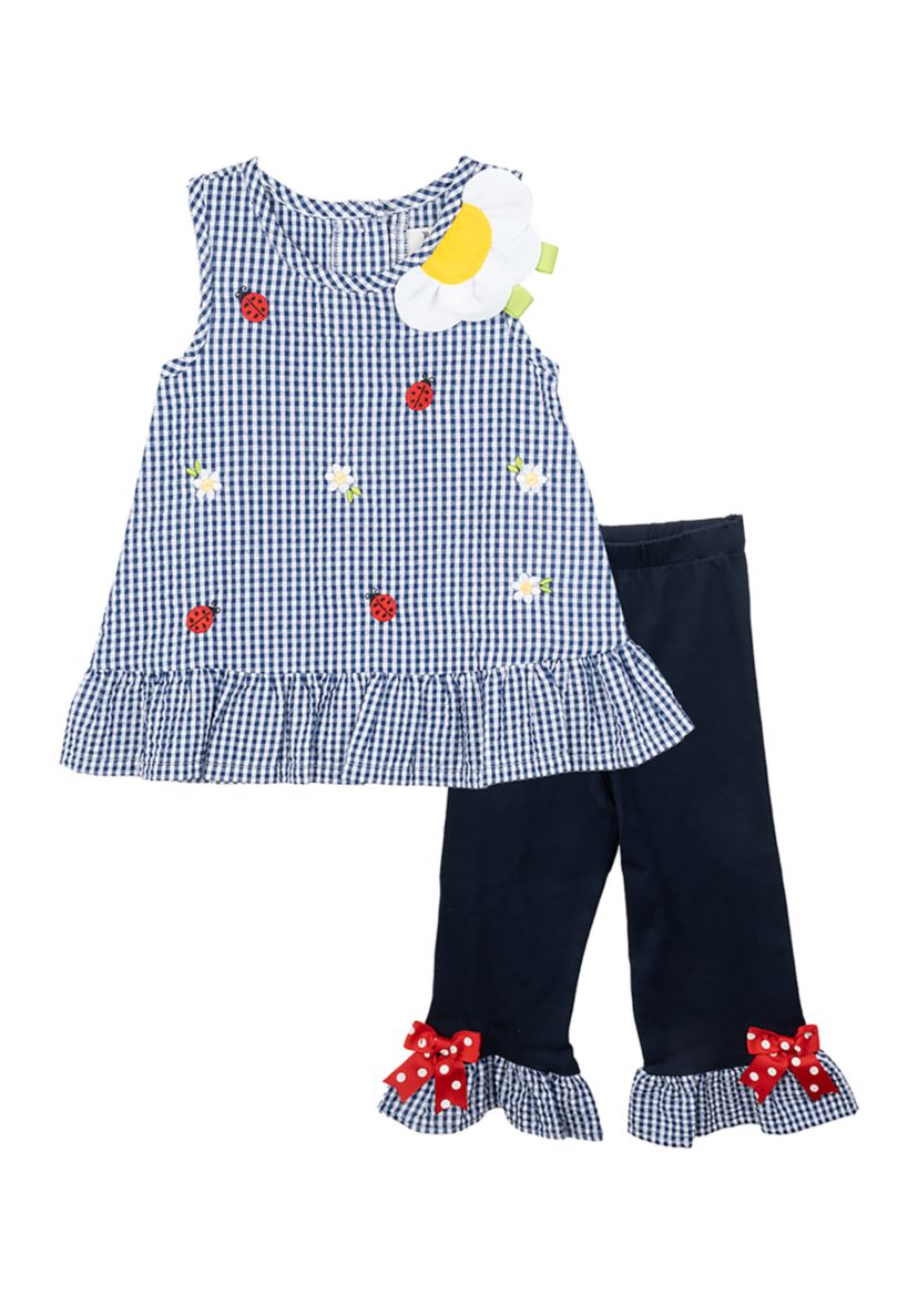 Girls 4-6x Seersucker Top and Ruffle Leggings Set