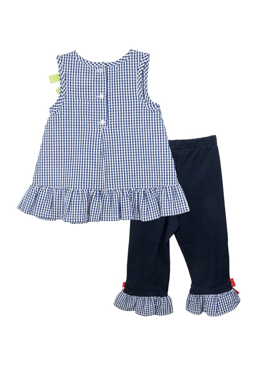 Girls 4-6x Seersucker Top and Ruffle Leggings Set