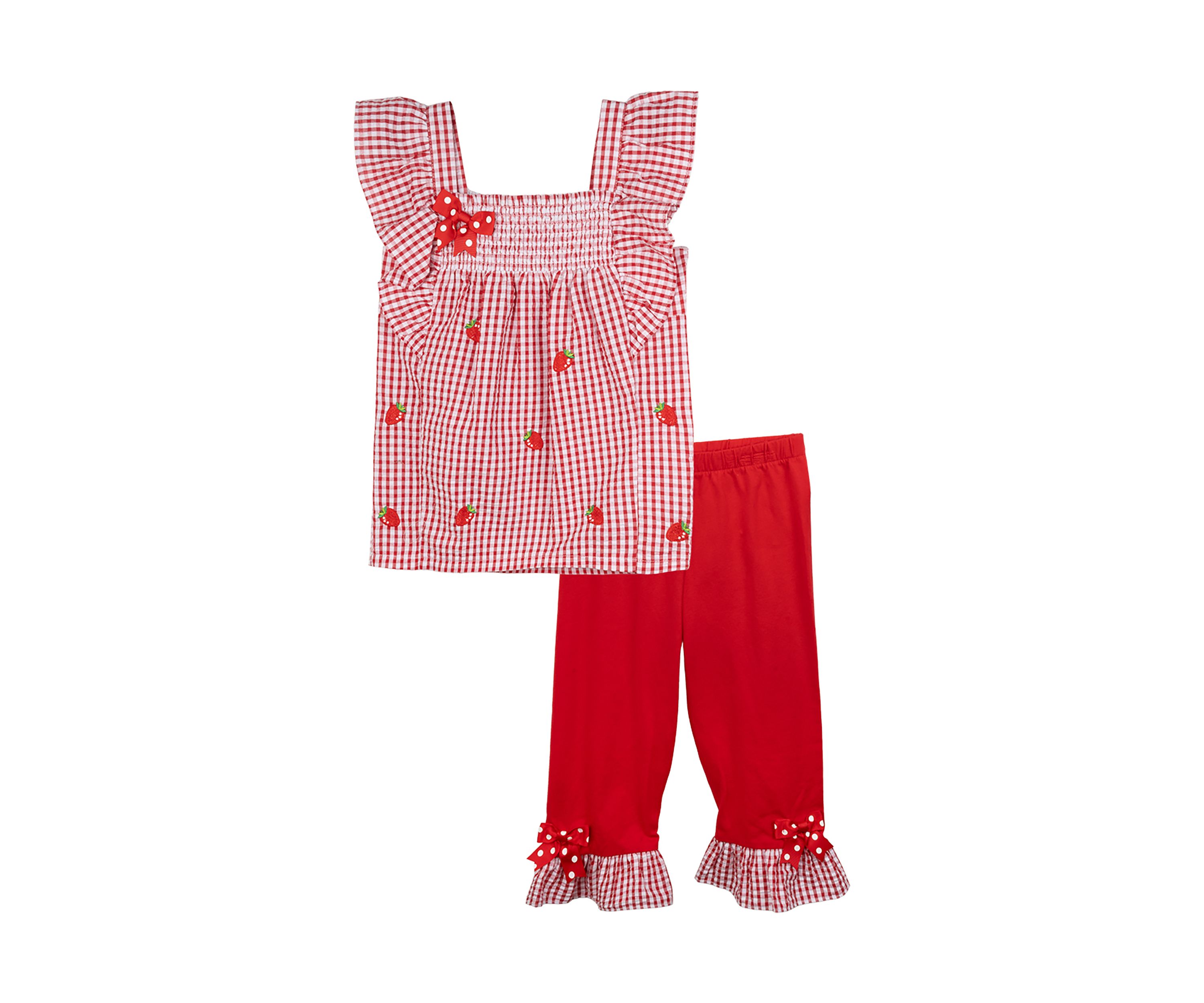 Girls 4-6x Berry Seersucker Top and Ruffle Leggings Set