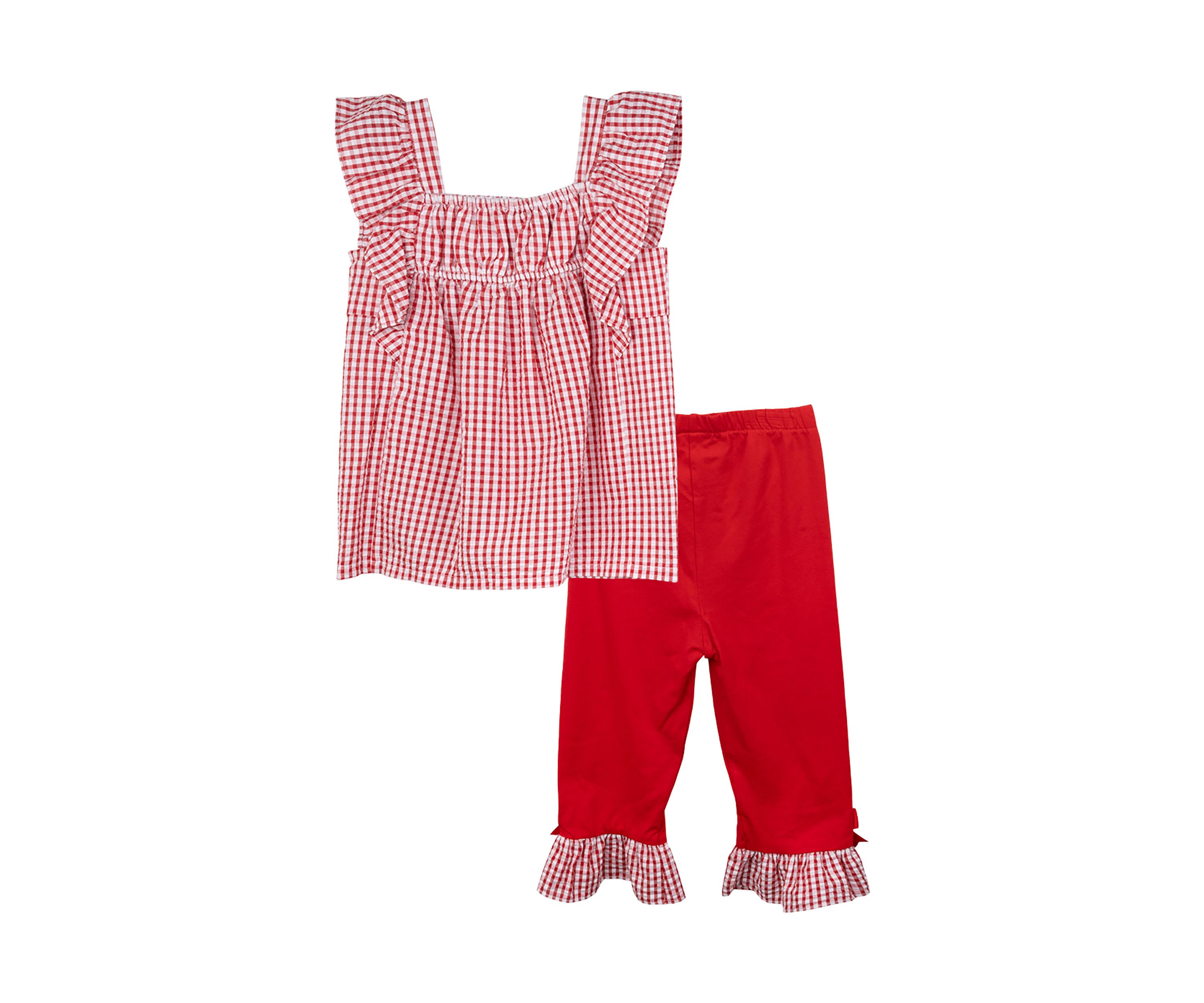 Girls 4-6x Berry Seersucker Top and Ruffle Leggings Set