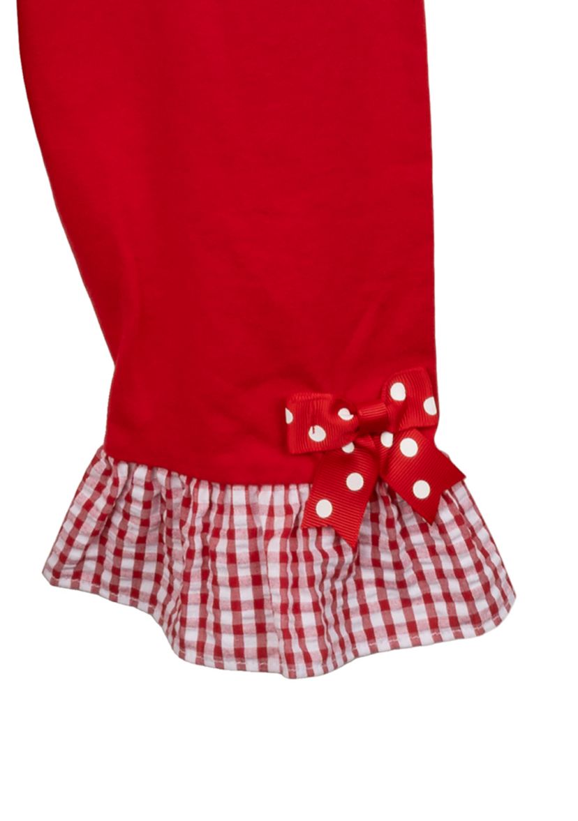 Girls 4-6x Berry Seersucker Top and Ruffle Leggings Set