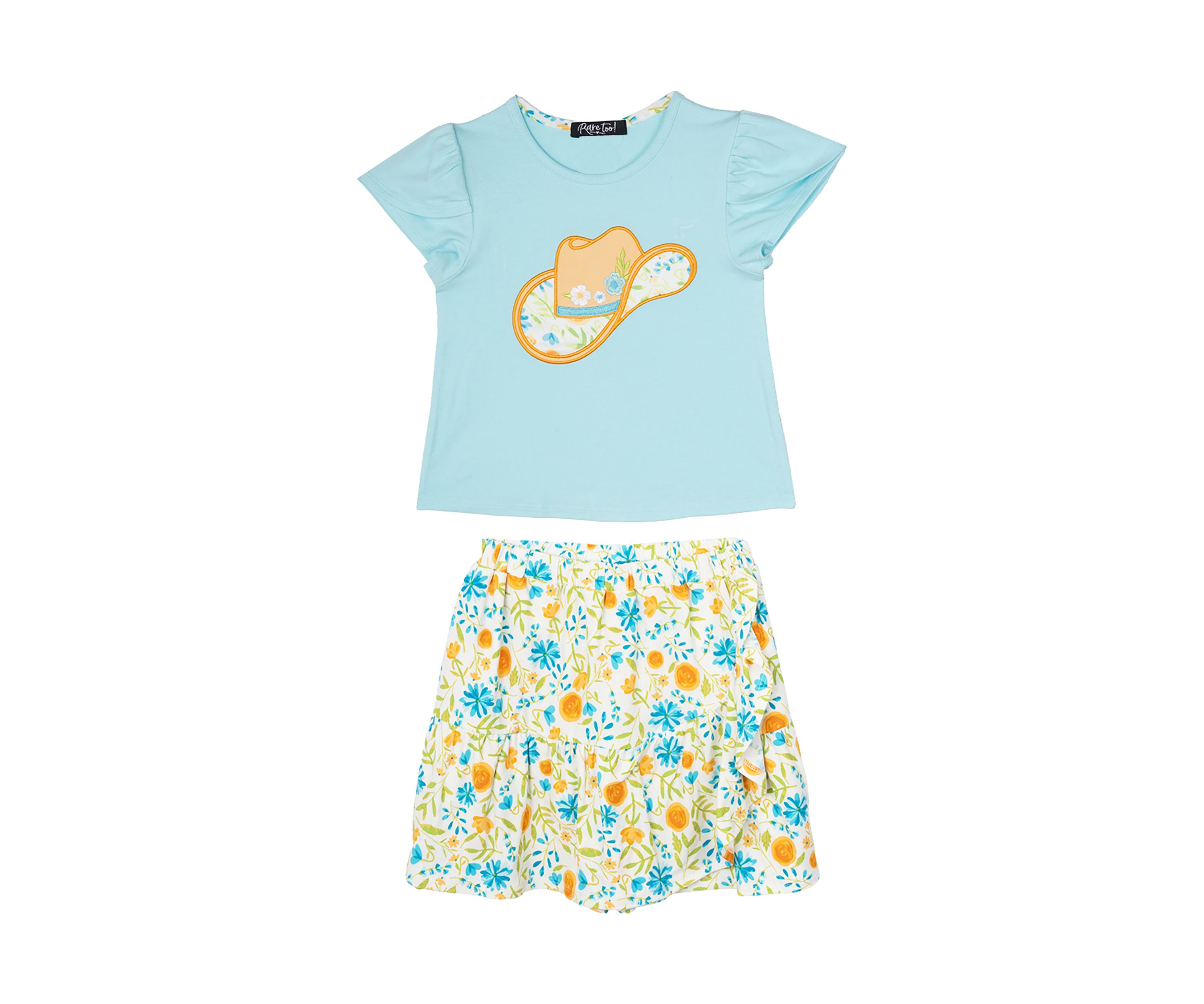Girls 4-6x Cowgirl Hat Graphic Top and Printed Skort Set