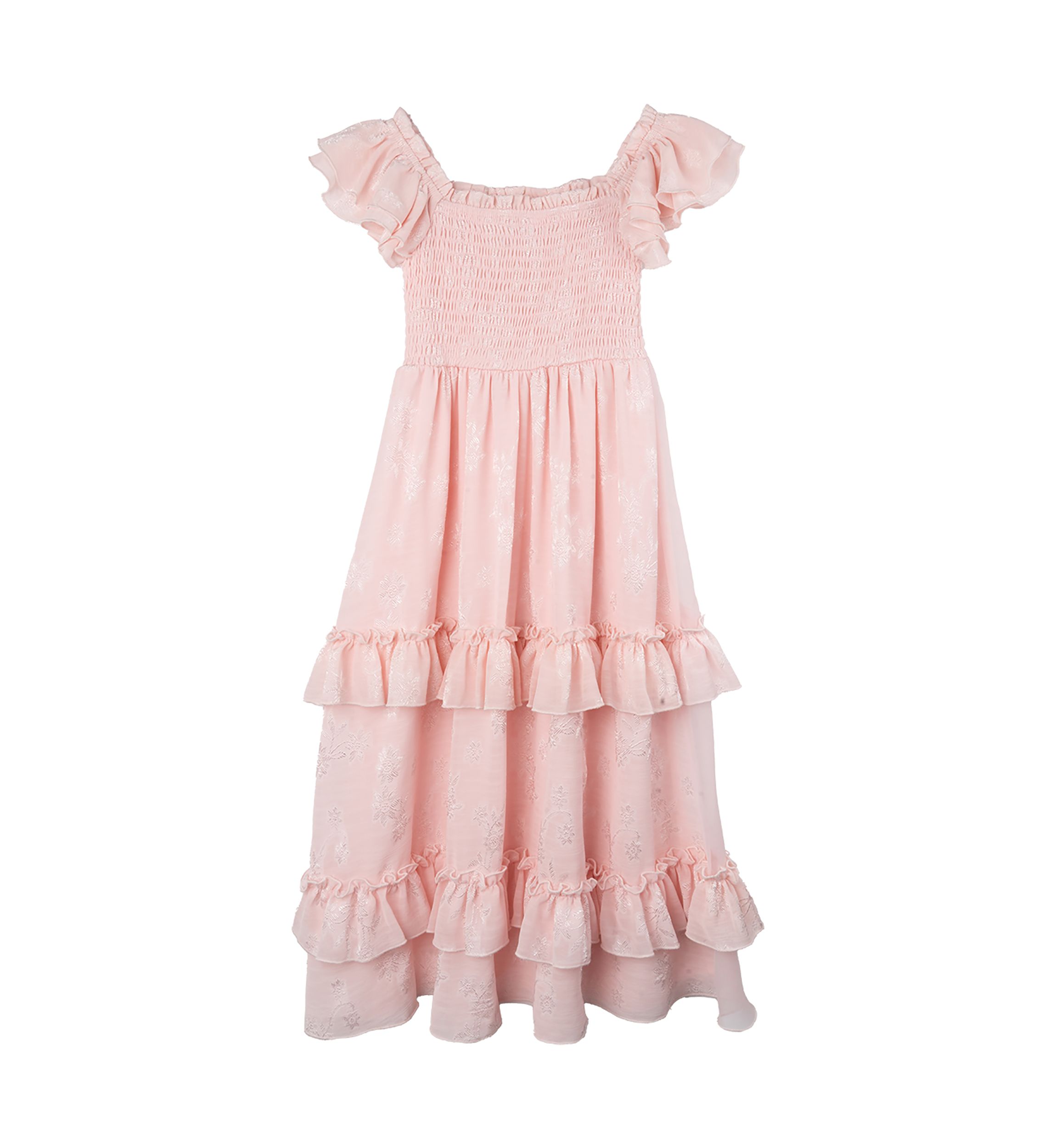 Girls 4-6x Flutter Sleeve Maxi Dress