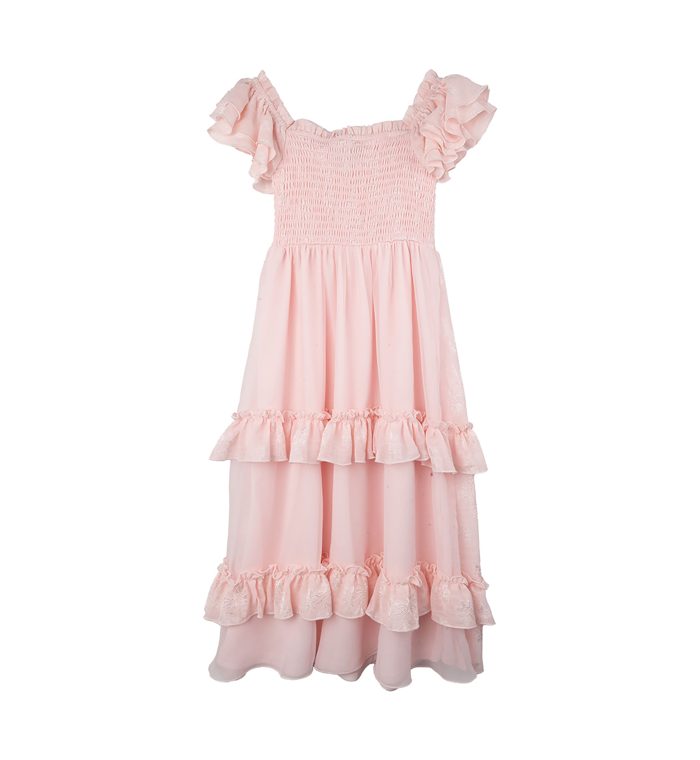 Girls 4-6x Flutter Sleeve Maxi Dress