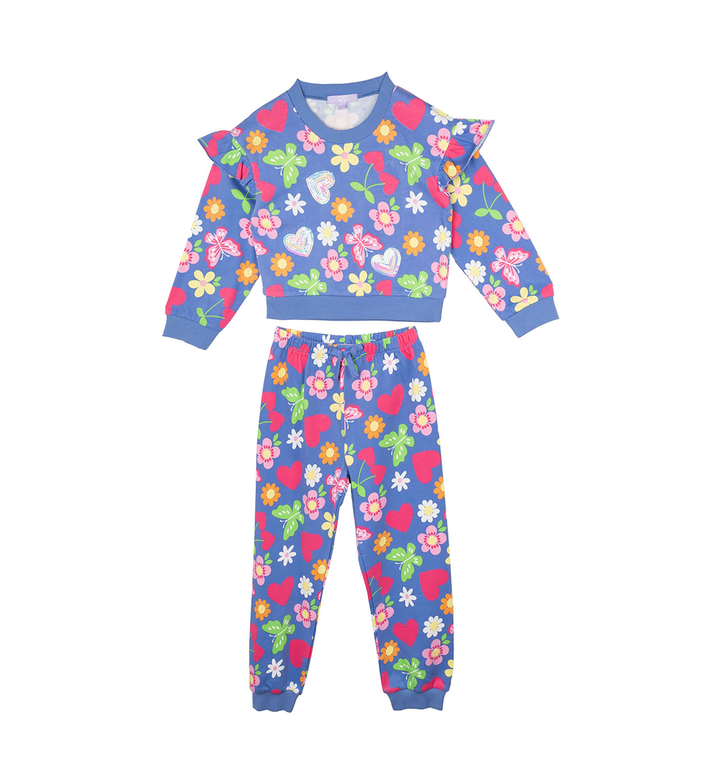 Girls 4-6x Floral Printed Top and Joggers Set