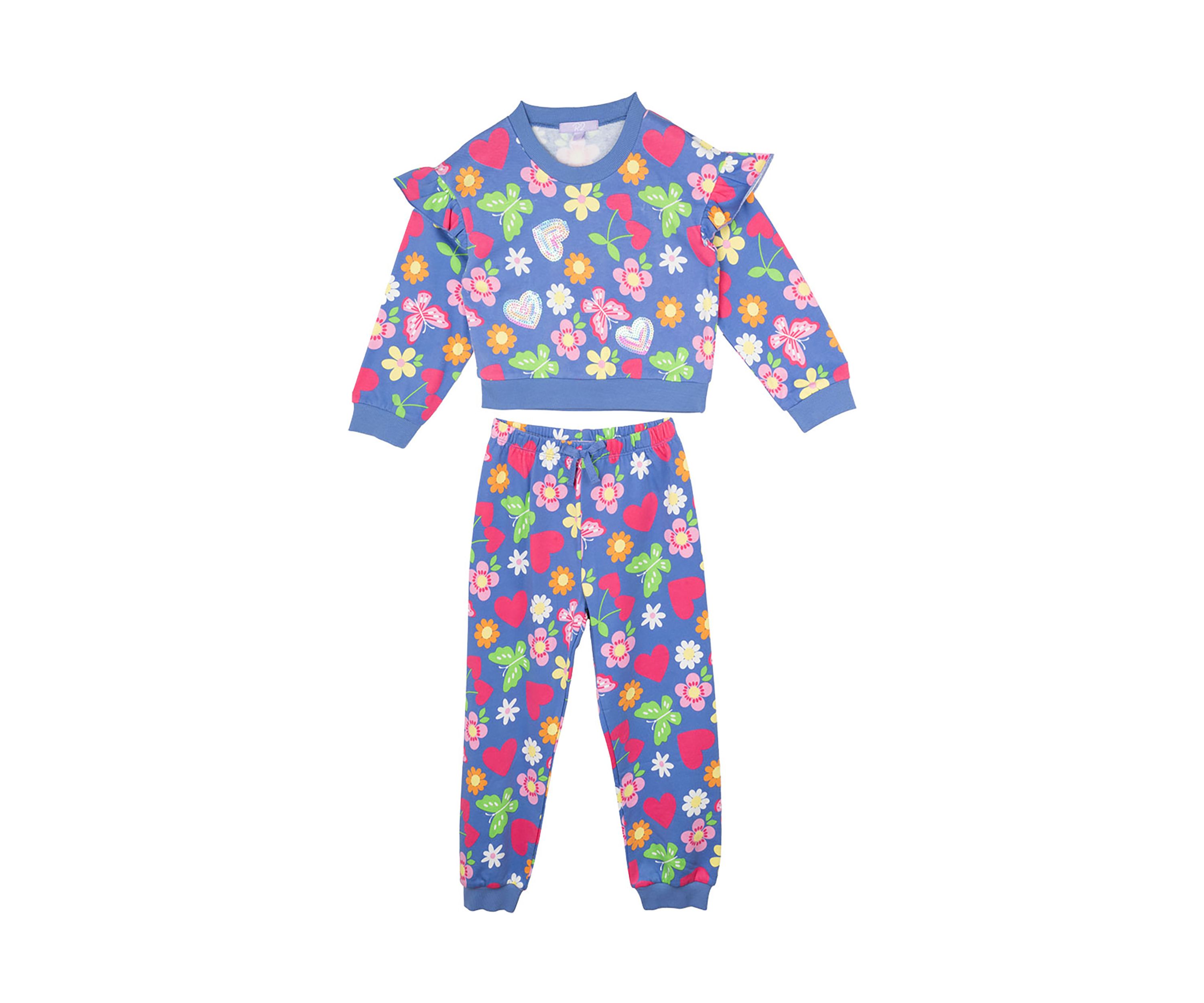 Girls 4-6x Floral Printed Top and Joggers Set