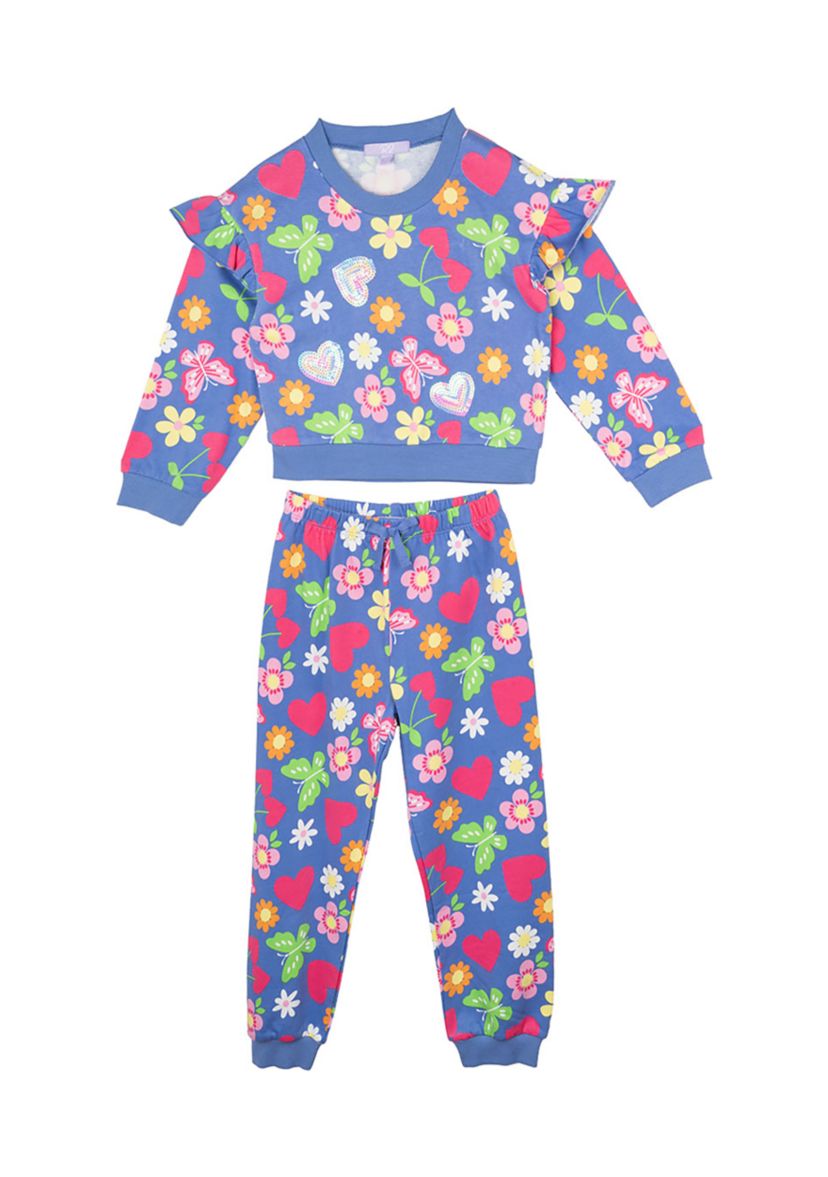 Girls 4-6x Floral Printed Top and Joggers Set