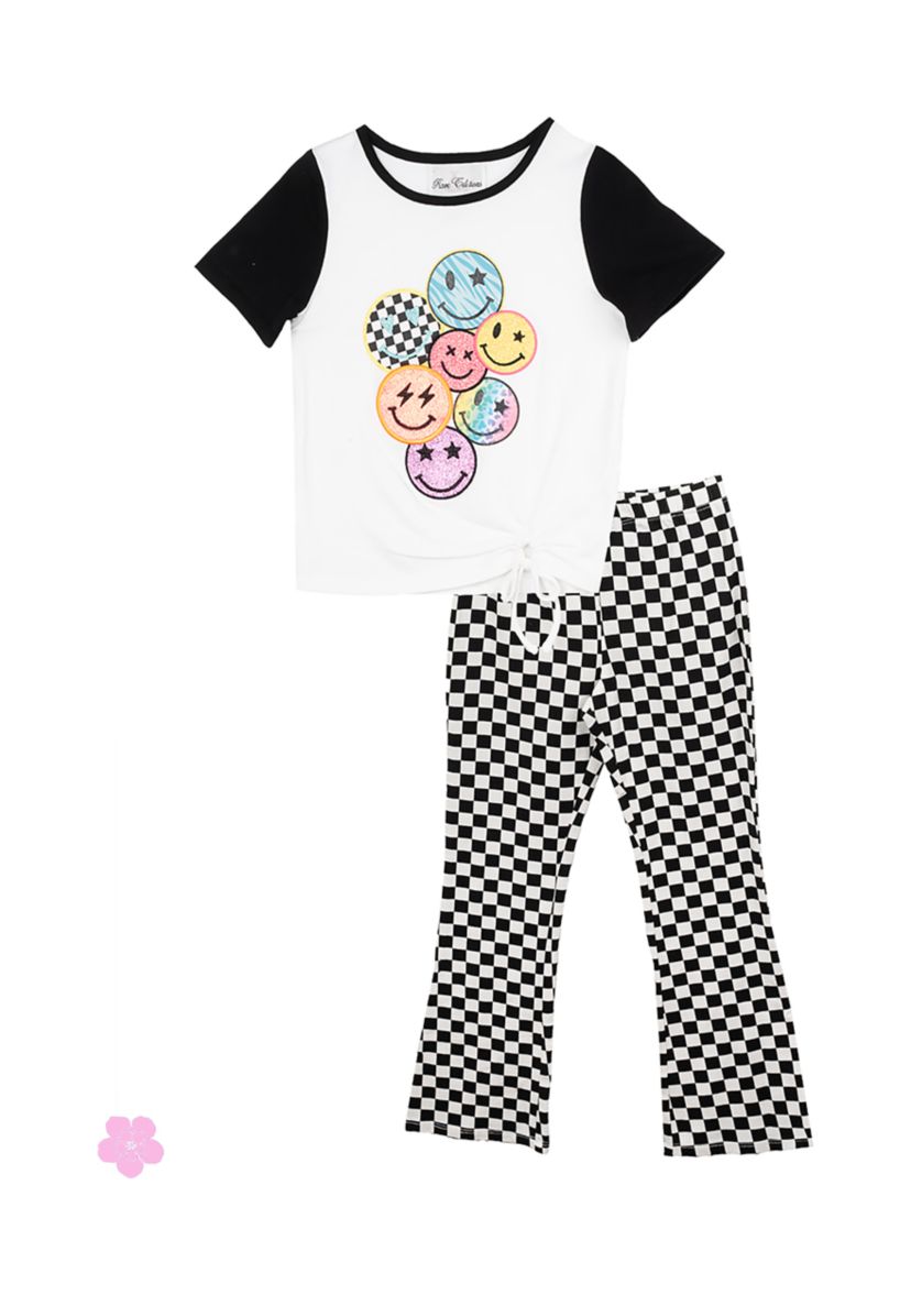 Girls 4-6x Multi Smile Flare Pants Set 