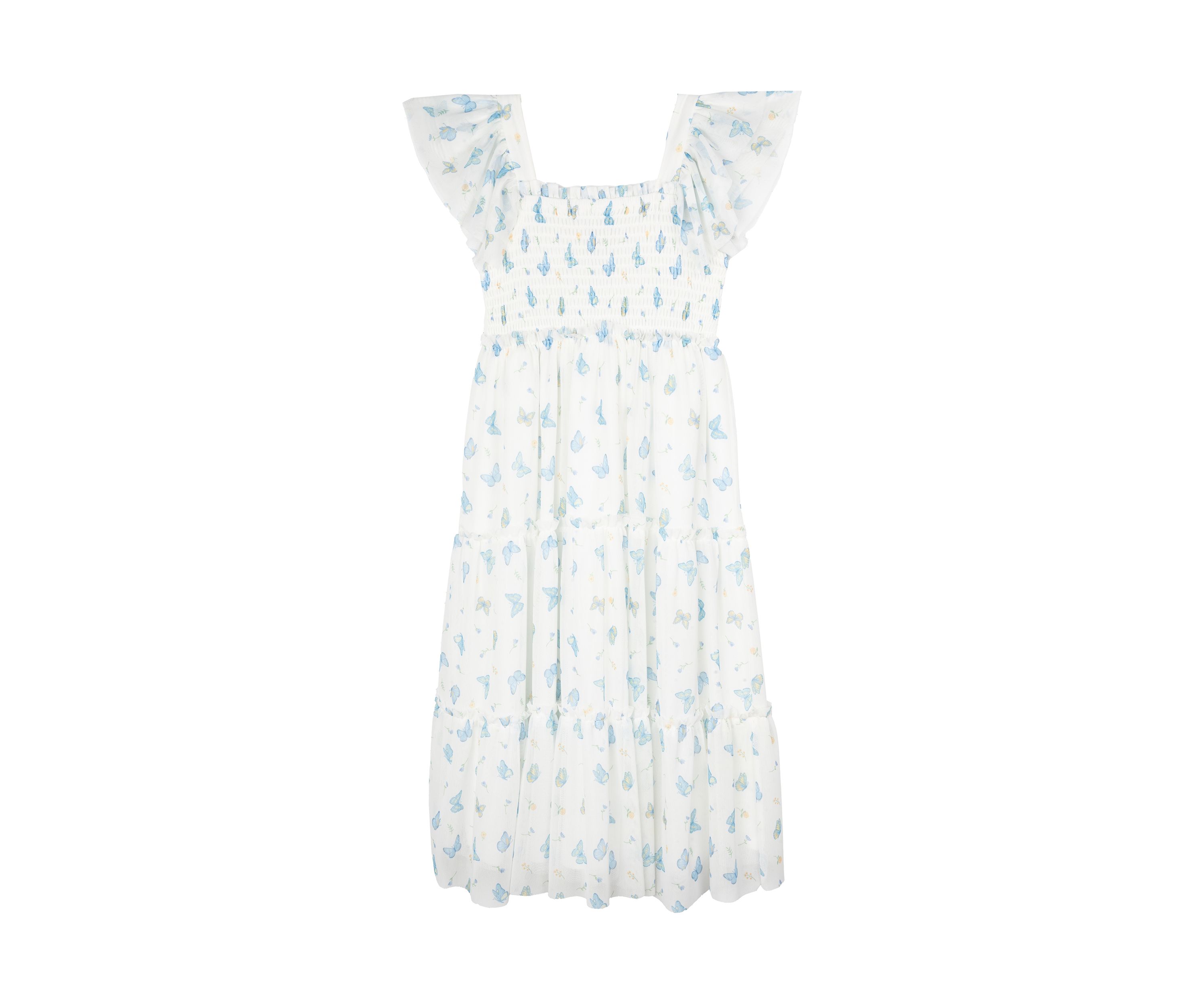 Girls 4-6x Butterfly Floral Mesh Smocked Dress