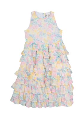 Rare Editions Girls 4-6x Sleeveless Chiffon Tiered Dress