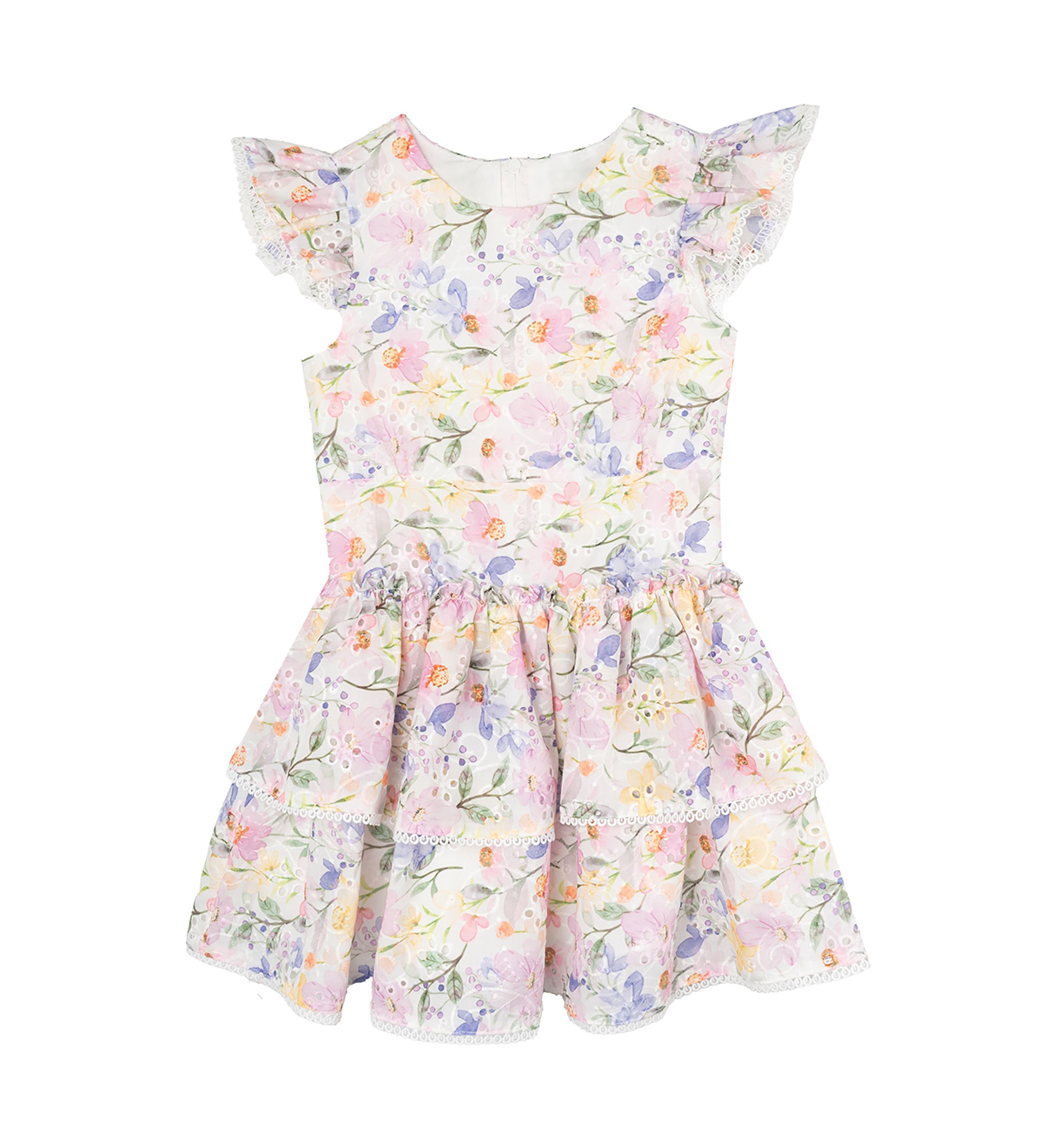 Girls 4-6x Lilac Floral Eyelet Dress 
