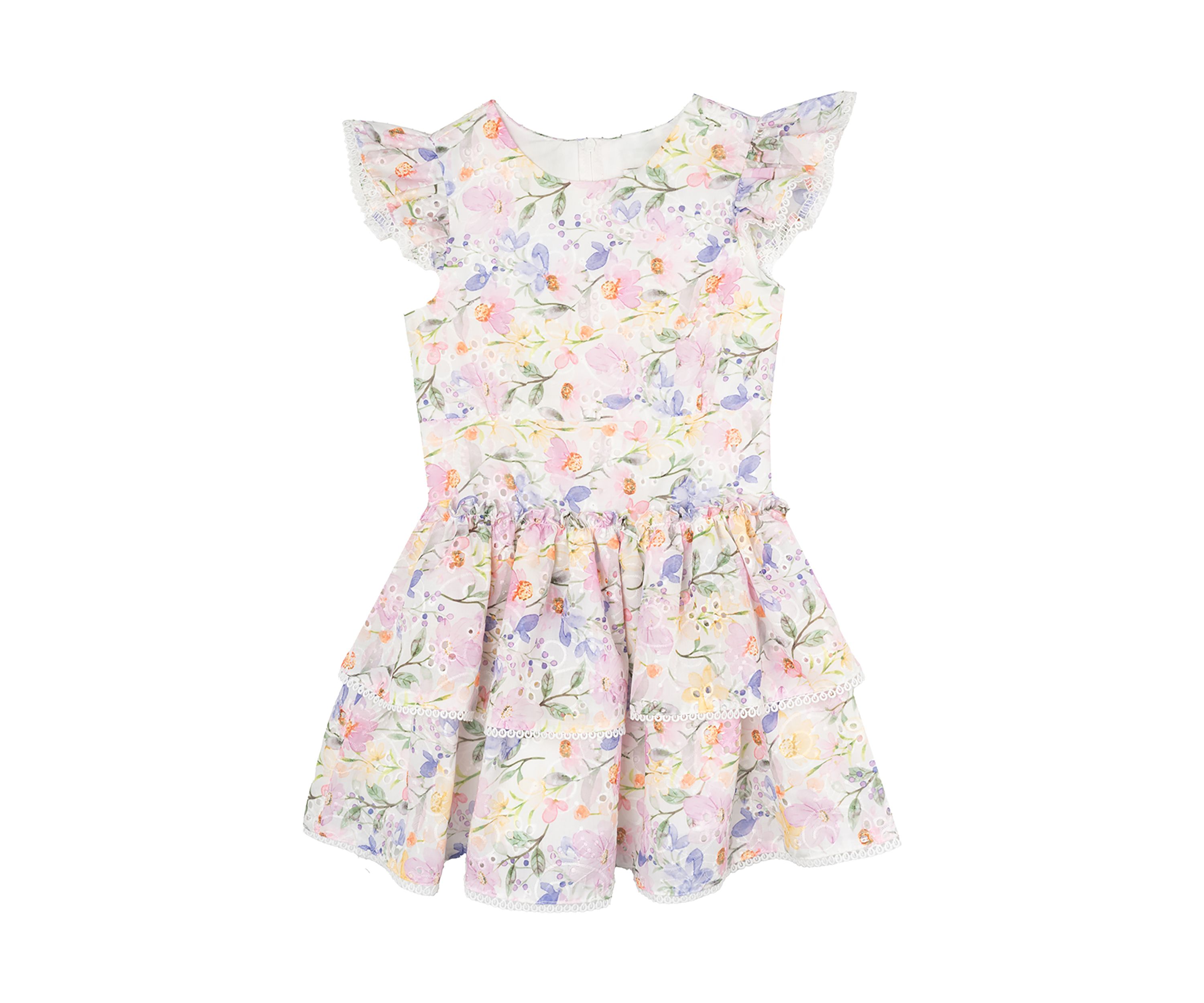 Girls 4-6x Lilac Floral Eyelet Dress 