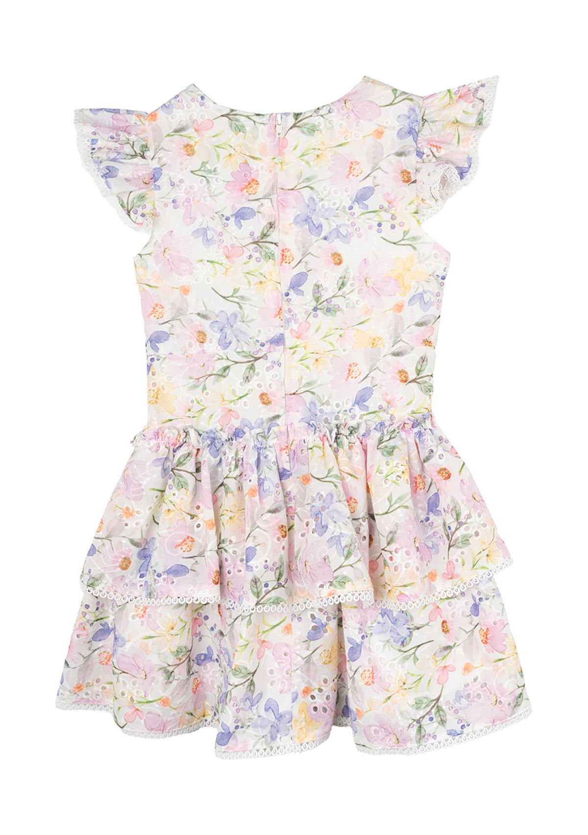 Girls 4-6x Lilac Floral Eyelet Dress 