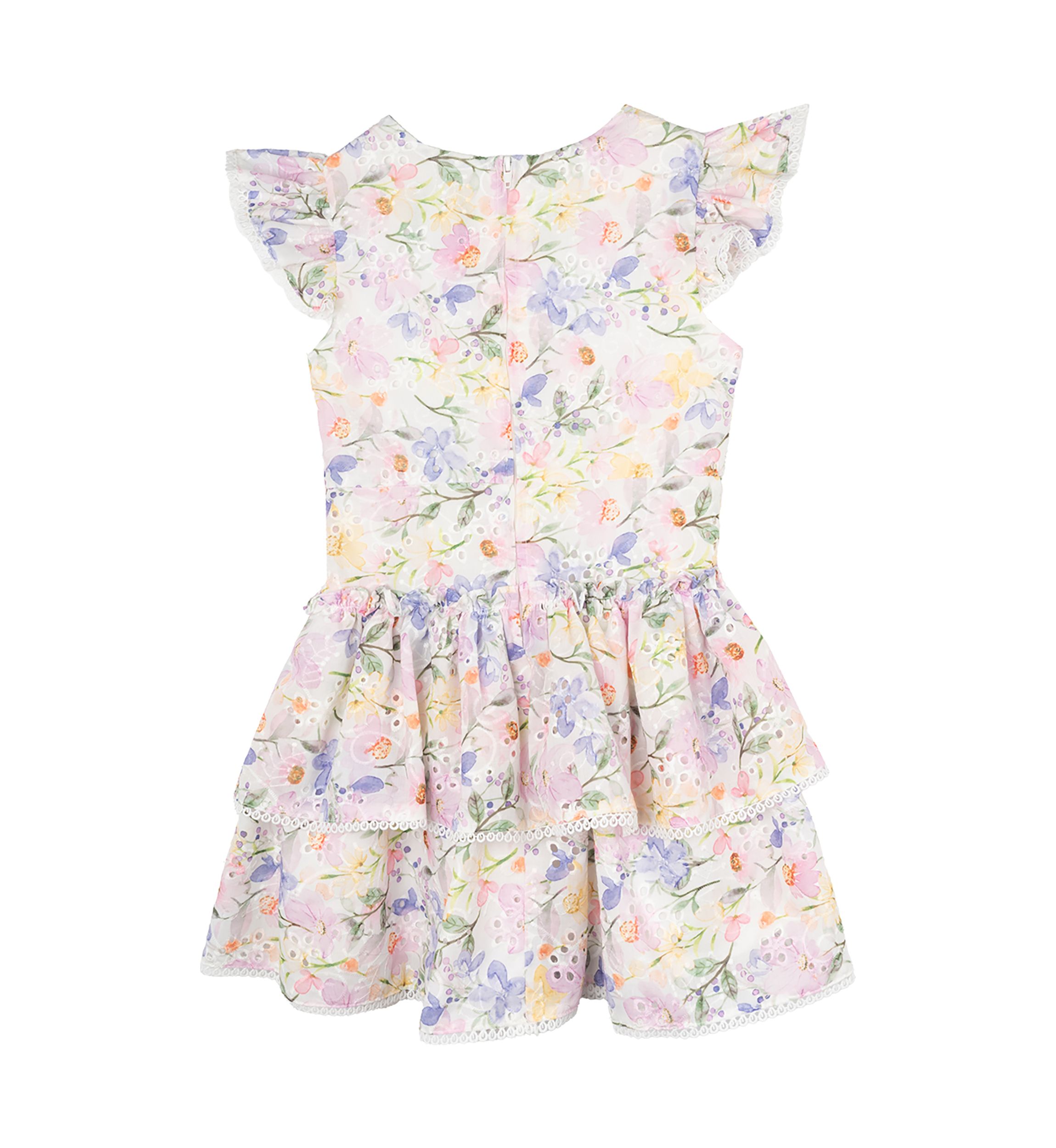 Girls 4-6x Lilac Floral Eyelet Dress 