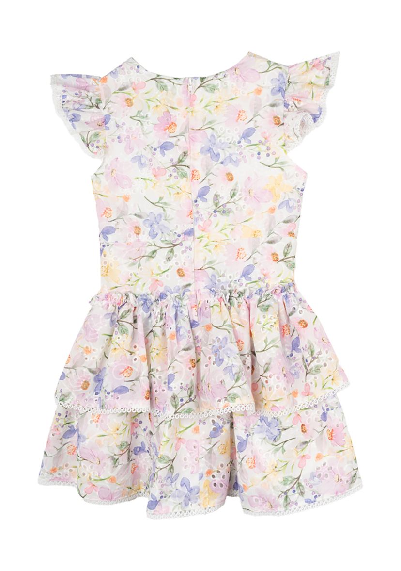 Girls 4-6x Lilac Floral Eyelet Dress 