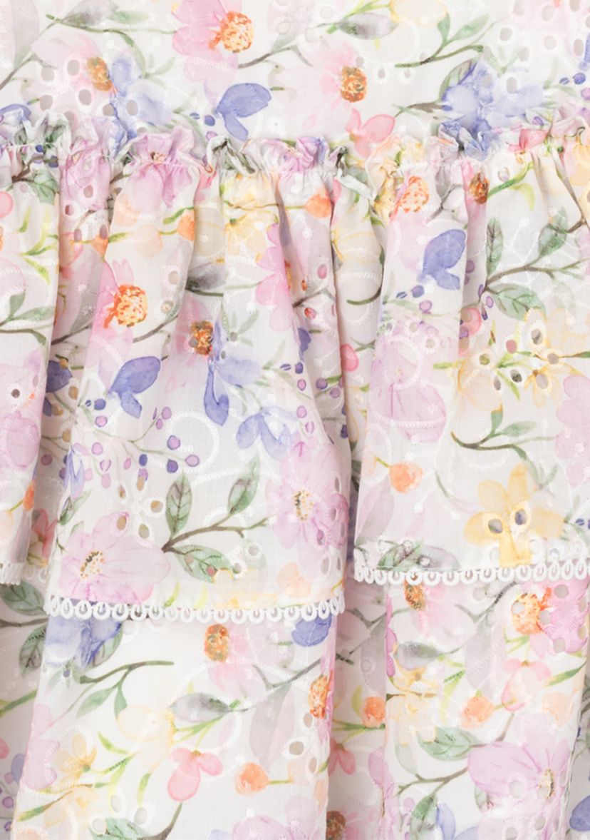 Girls 4-6x Lilac Floral Eyelet Dress 