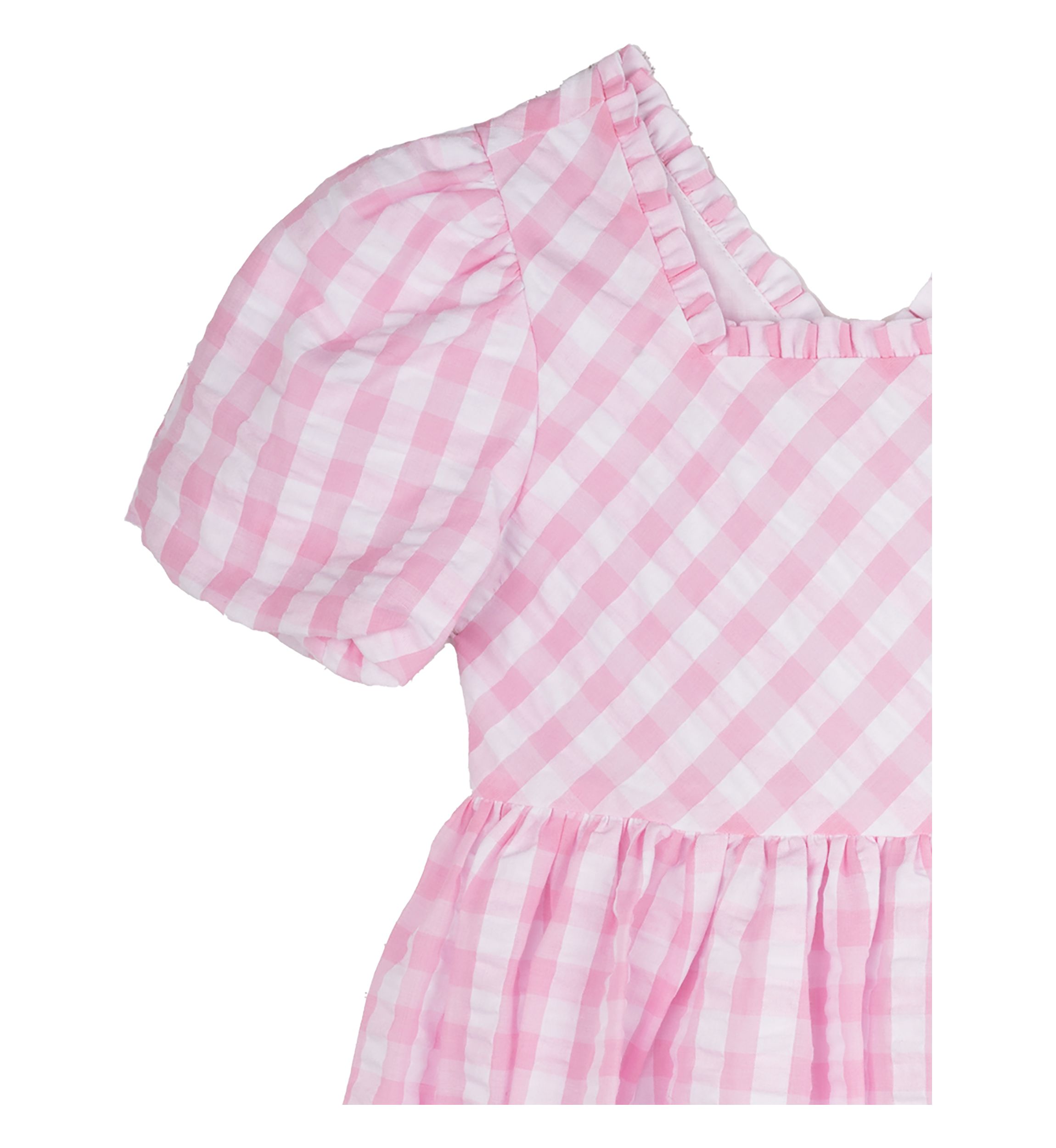 Girls 4-6x Pink Gingham Puff Sleeve Dress 