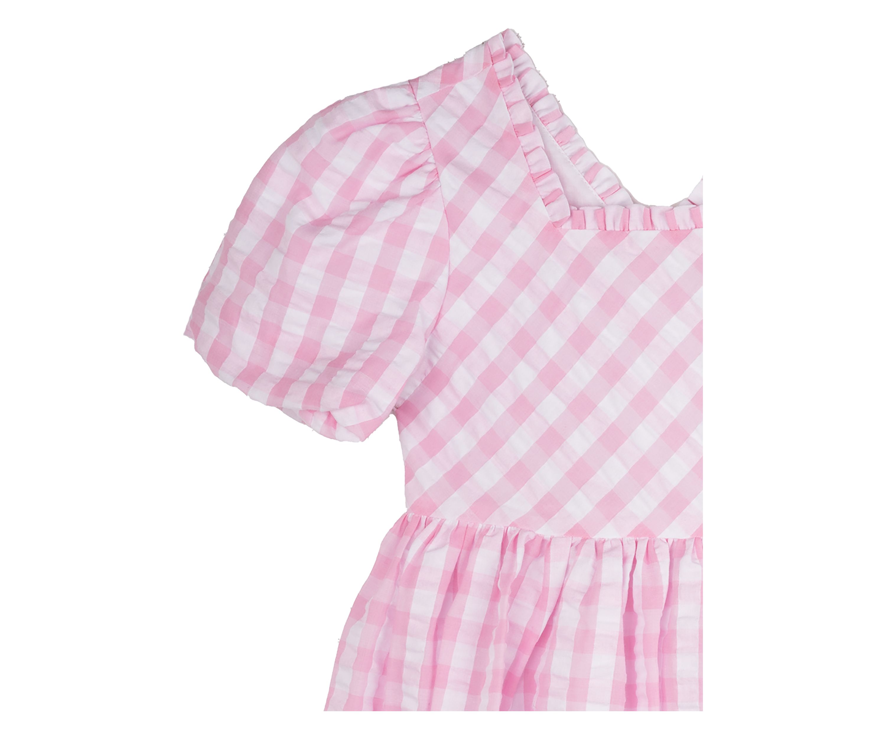 Girls 4-6x Pink Gingham Puff Sleeve Dress 
