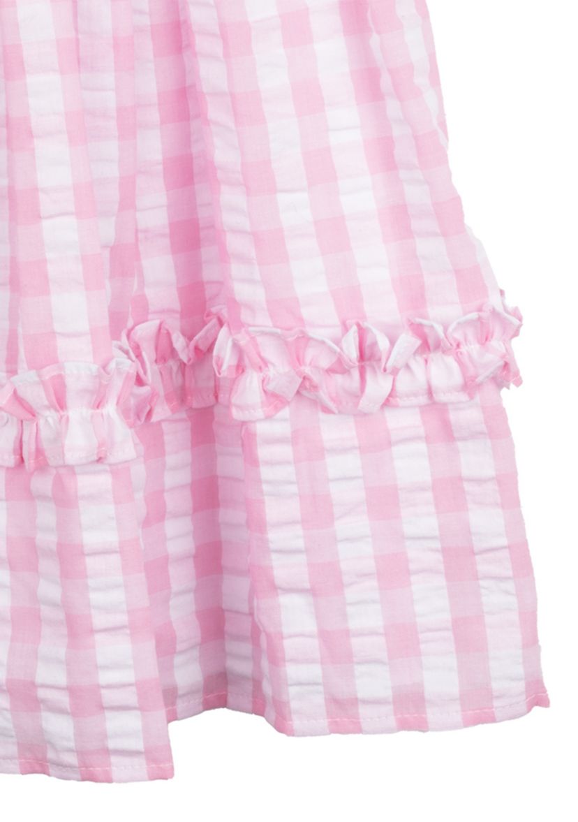 Girls 4-6x Pink Gingham Puff Sleeve Dress 