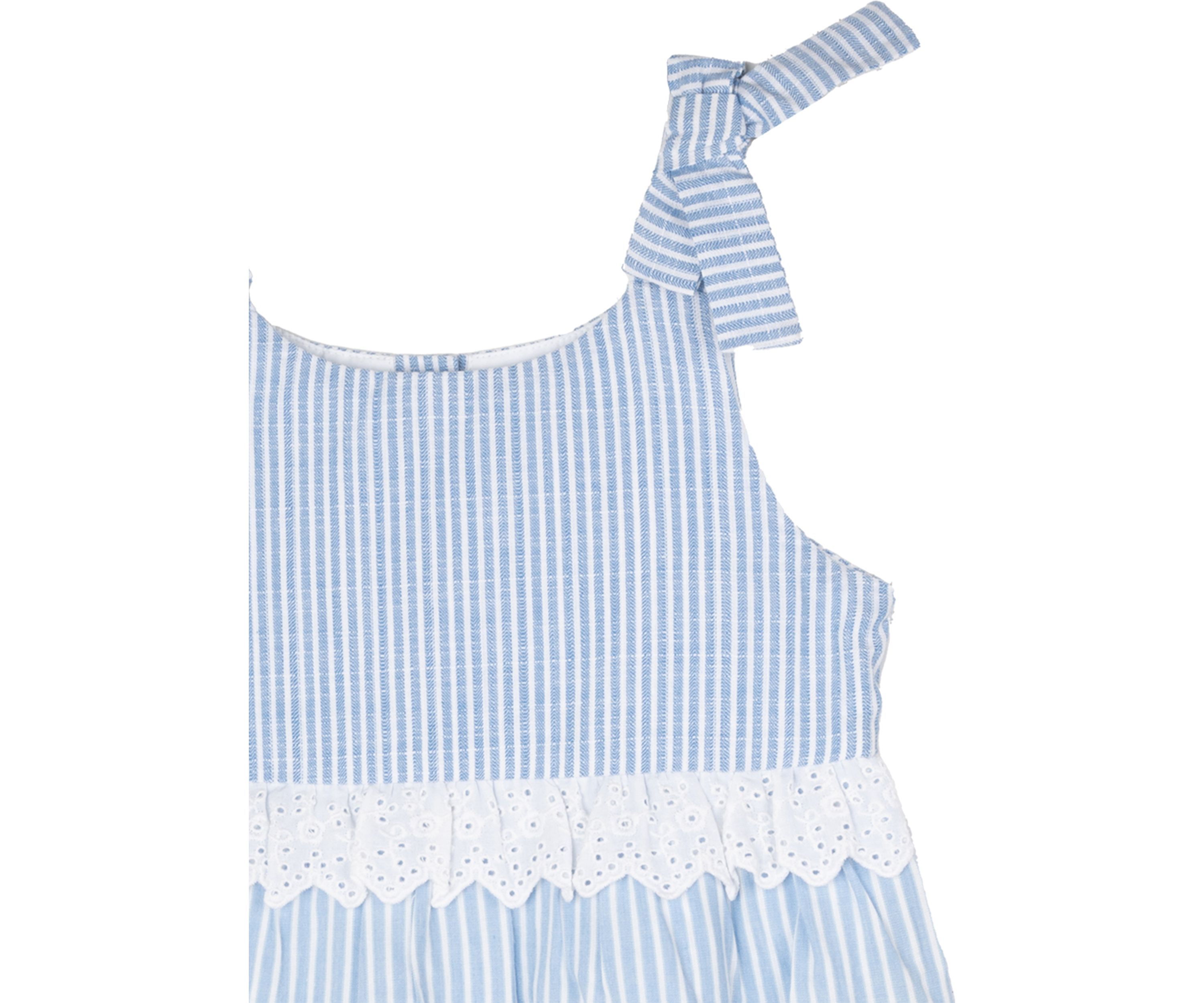 Girls 4-6x Blue Striped Eyelet Trim Dress 