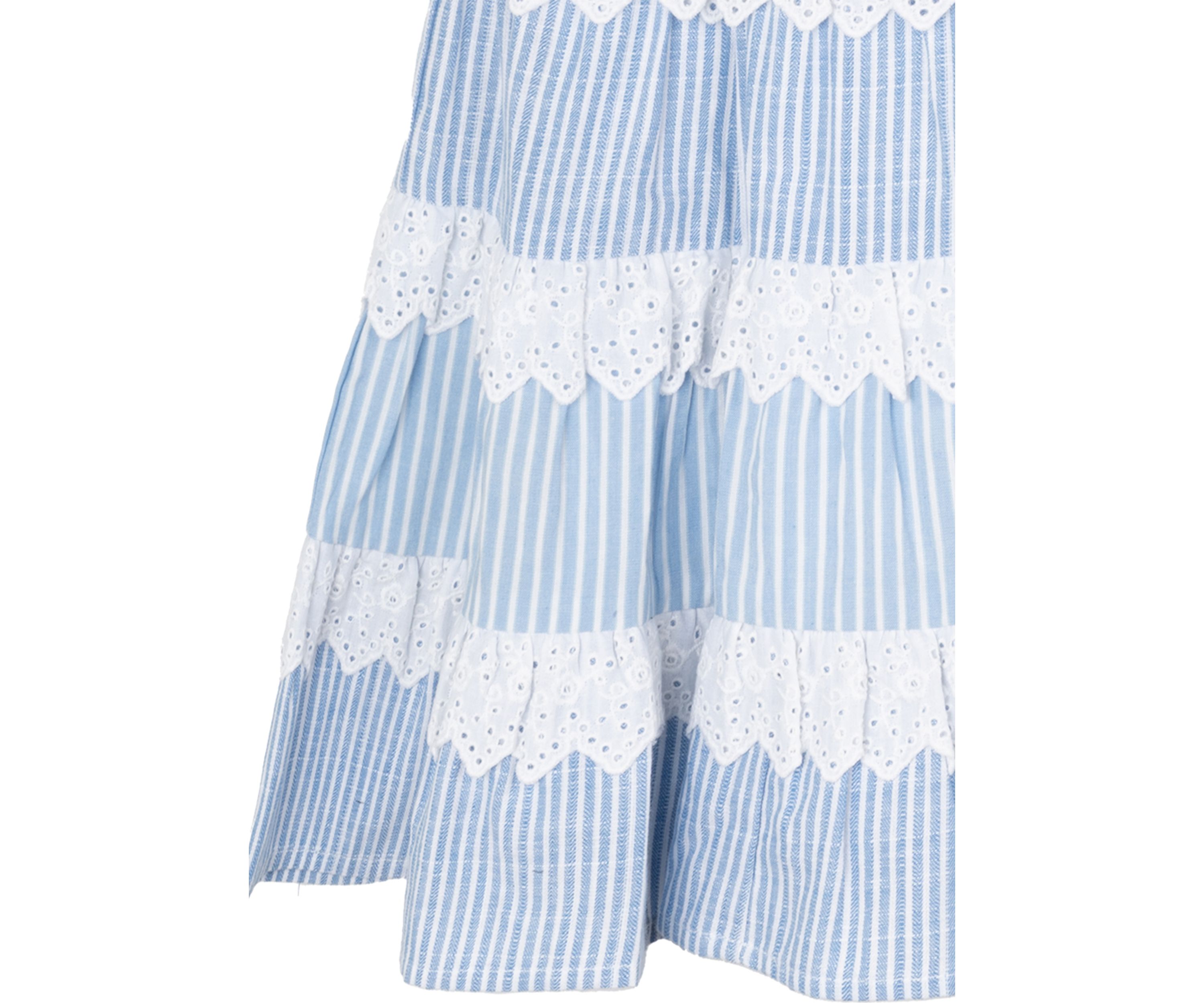 Girls 4-6x Blue Striped Eyelet Trim Dress 