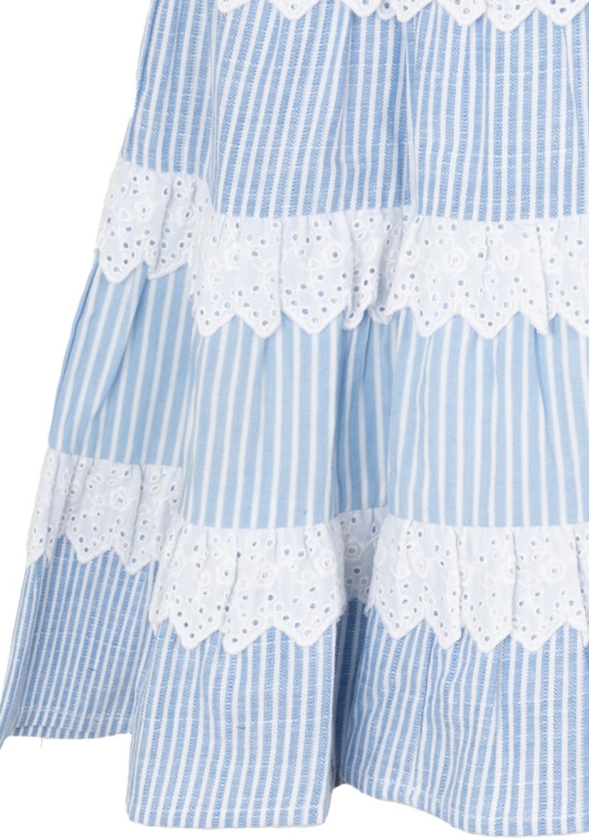 Girls 4-6x Blue Striped Eyelet Trim Dress 