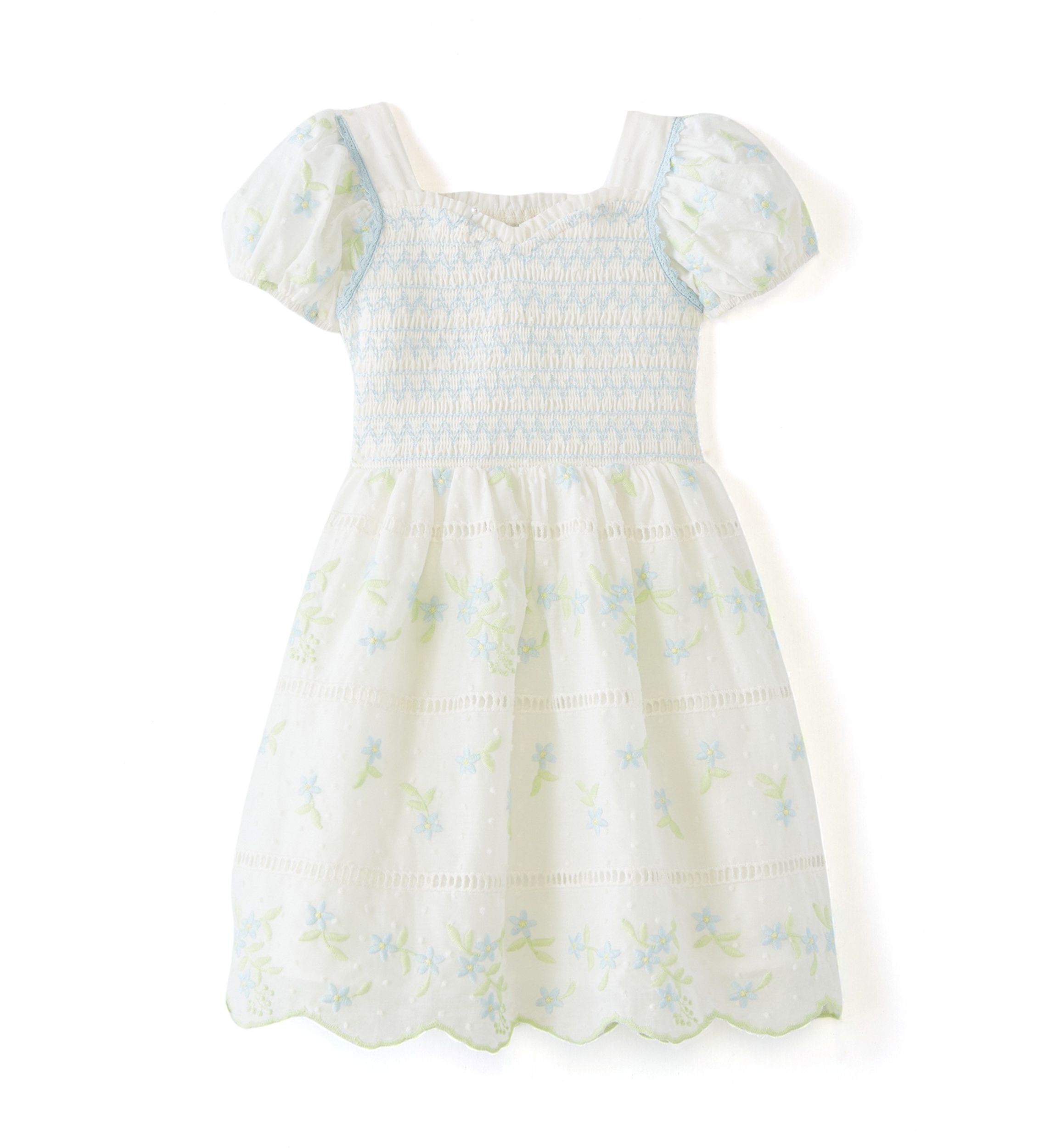 Girls 4-6x Smocked Embroidered Eyelet Dress