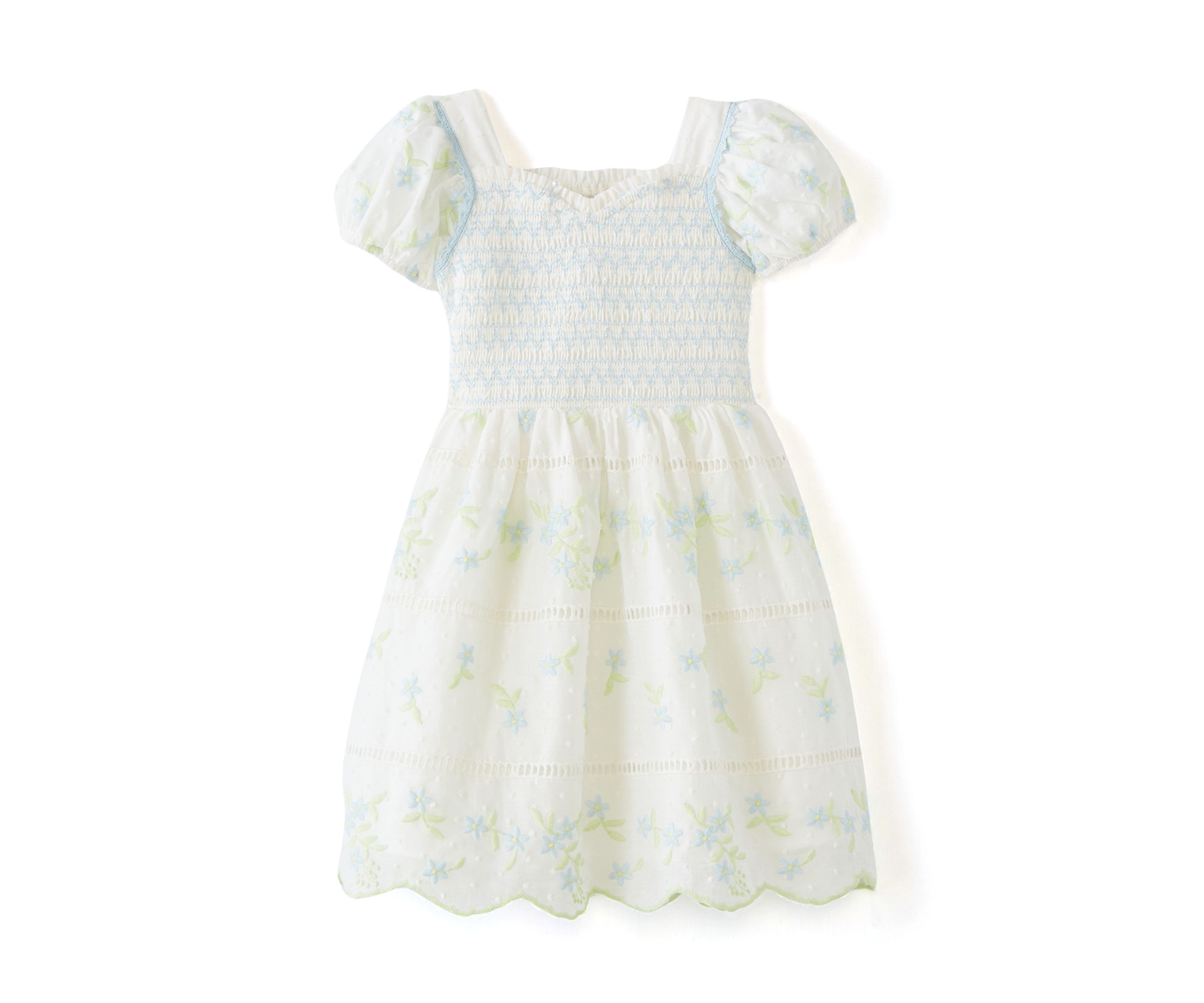 Girls 4-6x Smocked Embroidered Eyelet Dress