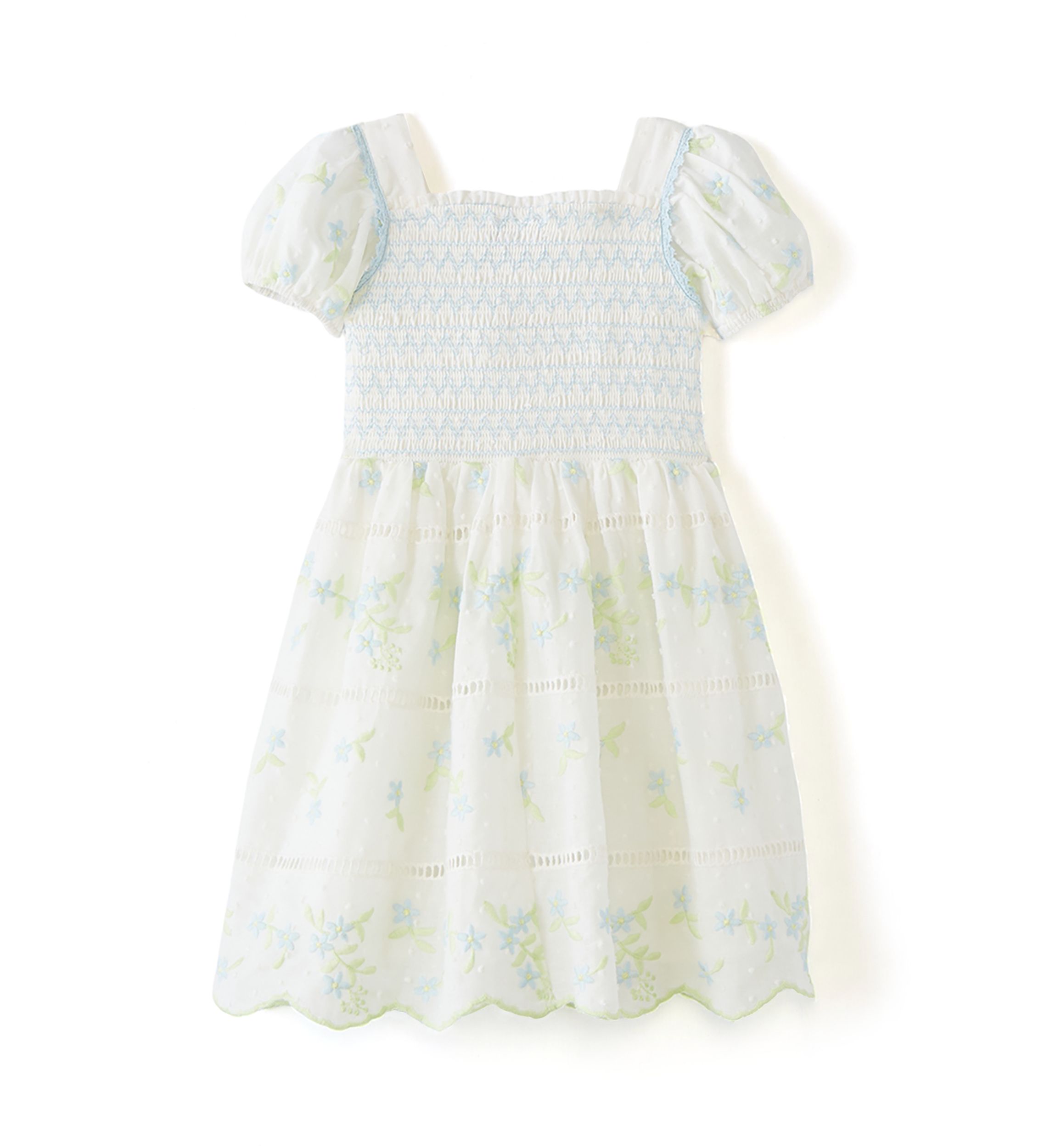 Girls 4-6x Smocked Embroidered Eyelet Dress