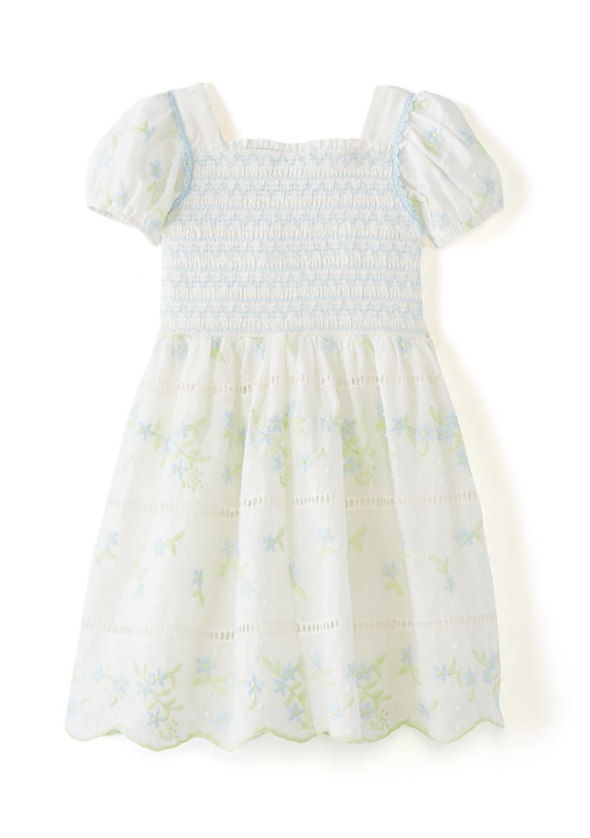 Girls 4-6x Smocked Embroidered Eyelet Dress