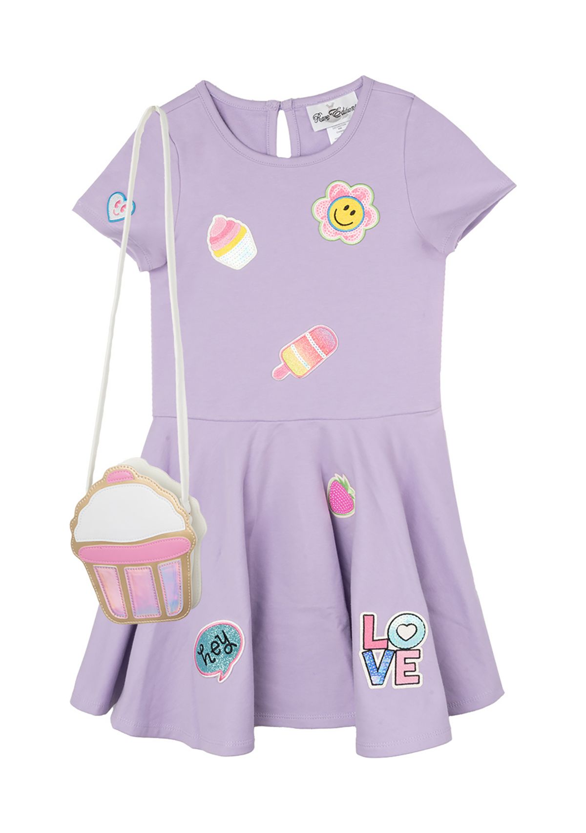 Girls 4-6x Smiley Printed Dress with Crossbody Bag