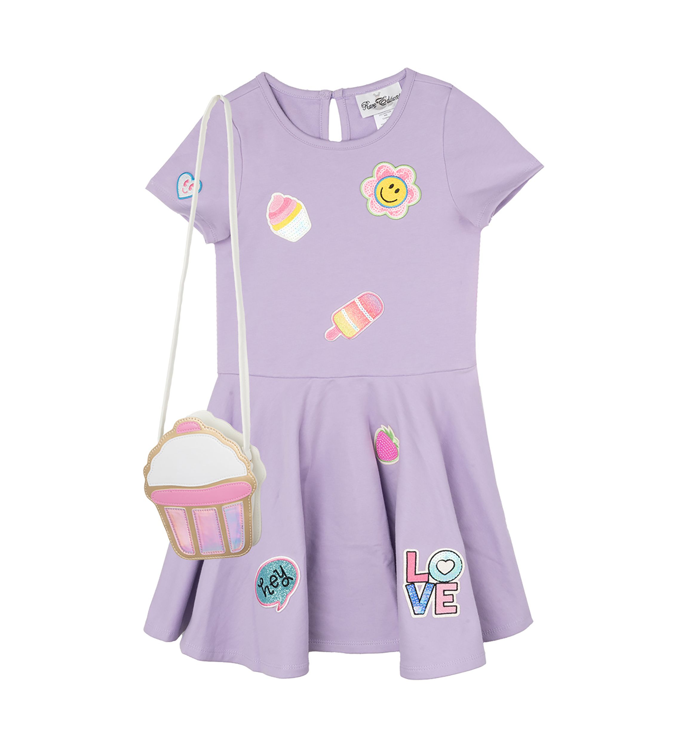 Girls 4-6x Smiley Printed Dress with Crossbody Bag