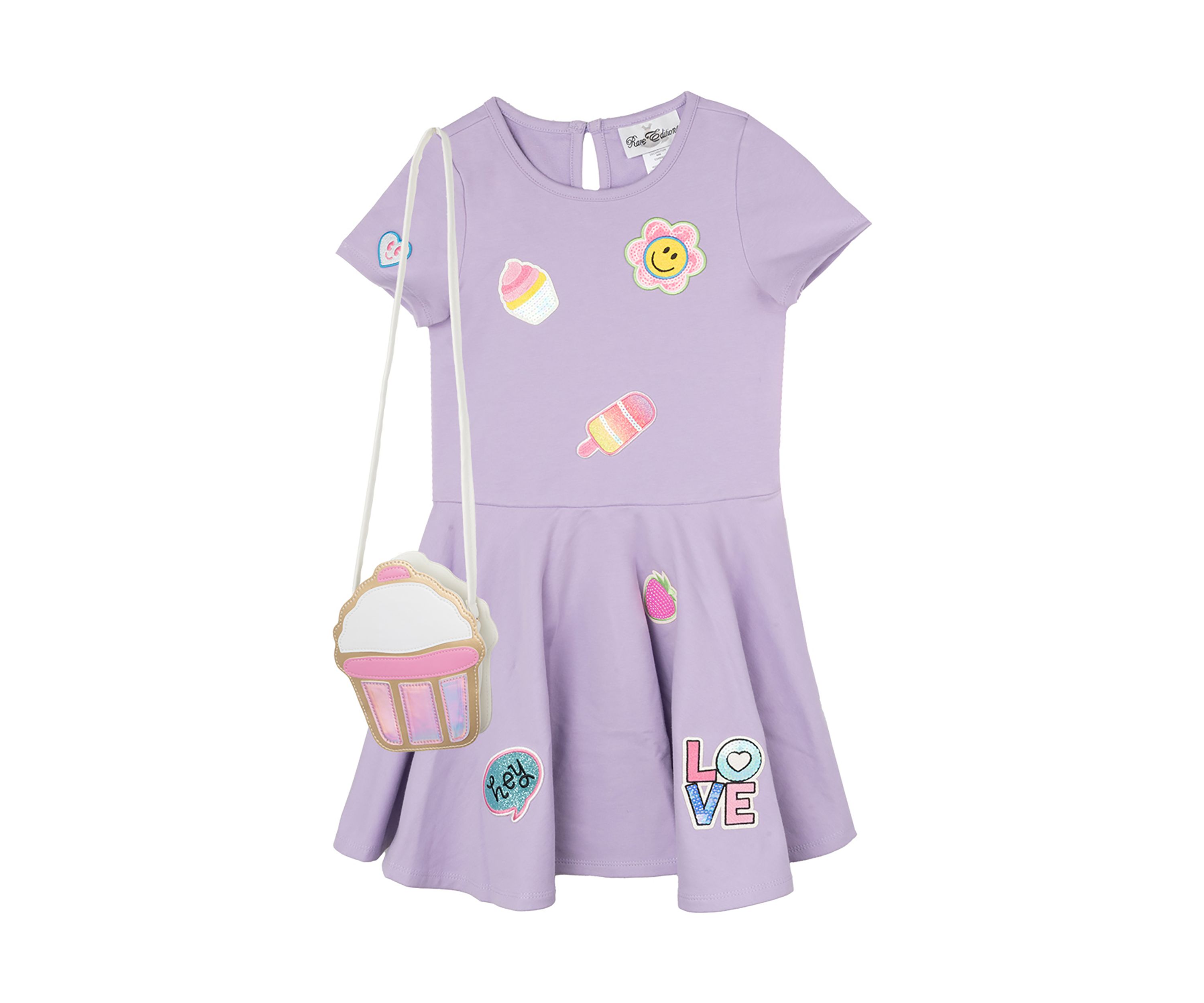 Girls 4-6x Smiley Printed Dress with Crossbody Bag