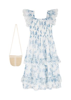 Rare Editions Girls 4-6x Floral Mesh Maxi Dress