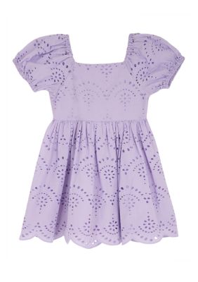 Rare Editions Girls 4-6 Puff Sleeve Eyelet Dress