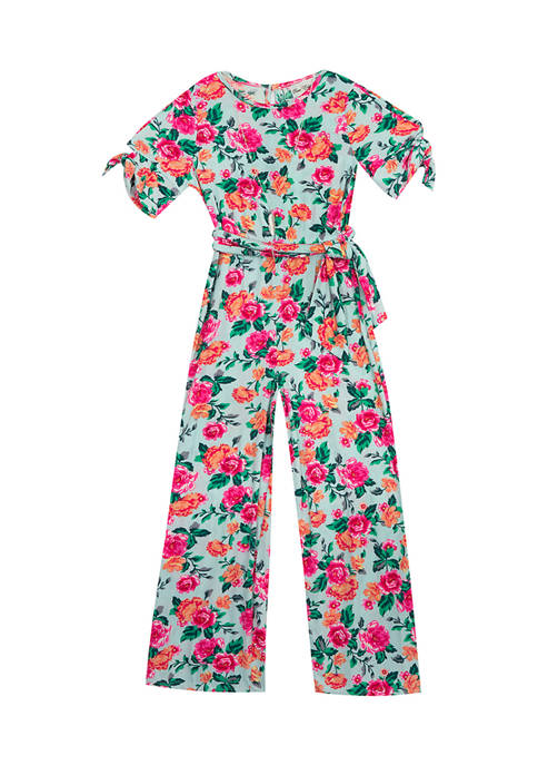 Counting Daisies Girls 4-6x Printed Rib Knit Jumpsuit