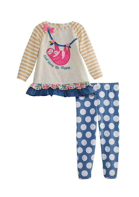 Girls 4-6x Heather Knit Top and Leggings Set 