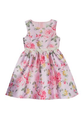 Rare Editions Girls 4-6x Floral Pleated Chiffon Dress with Denim Vest ...