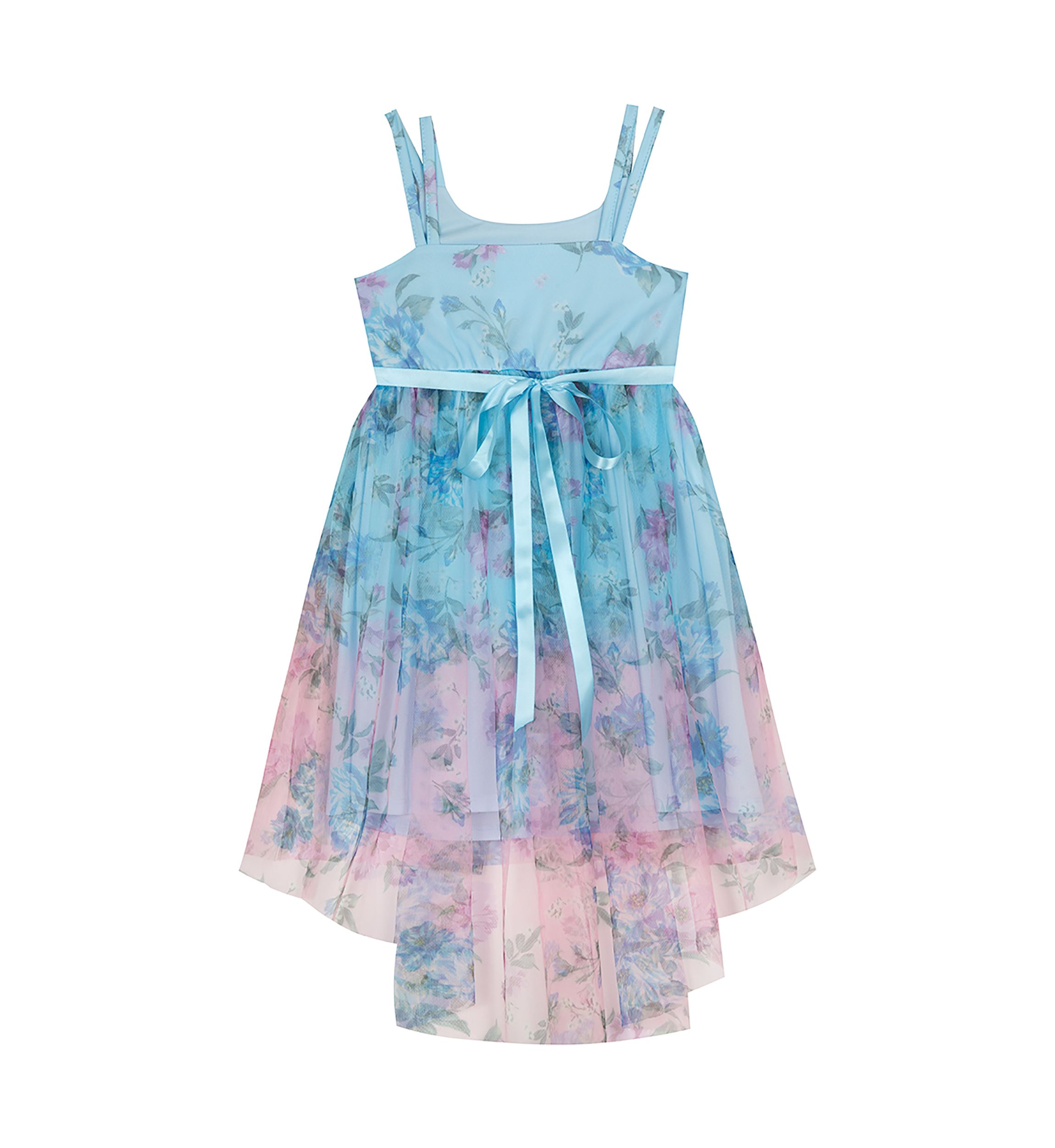 Girls 4-6x Floral Ombré Mesh High Low Dress