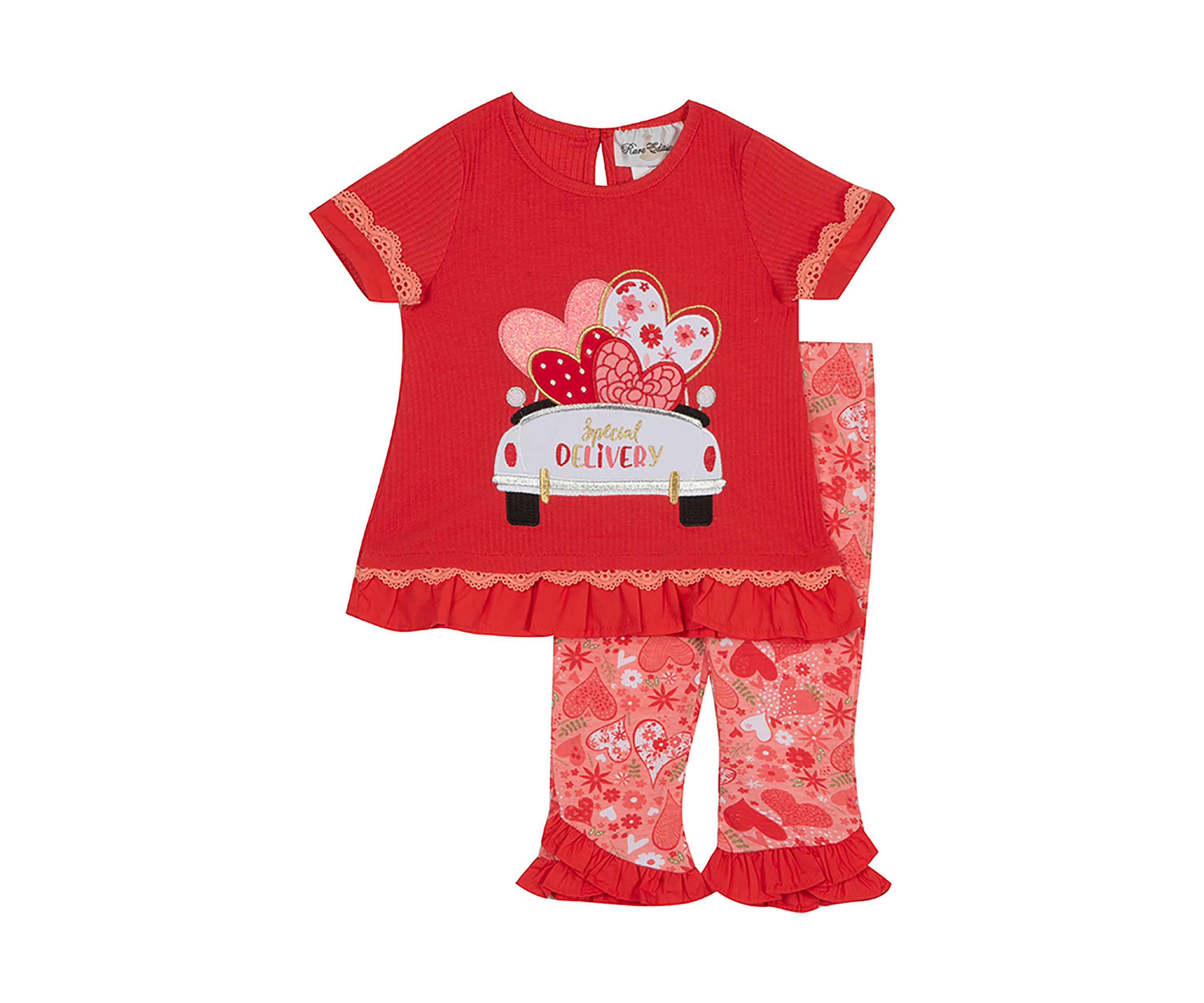 Girls 7-16 Ruffle Top and Printed Leggings Set