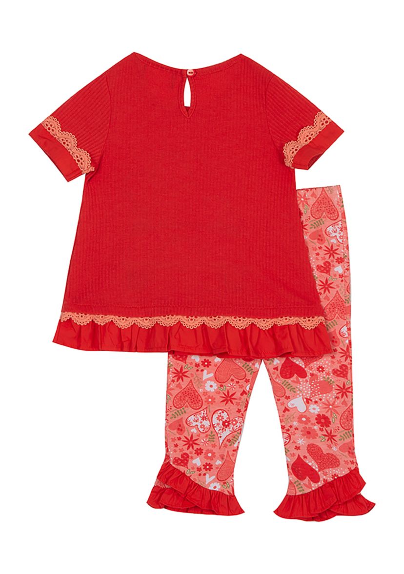 Girls 7-16 Ruffle Top and Printed Leggings Set