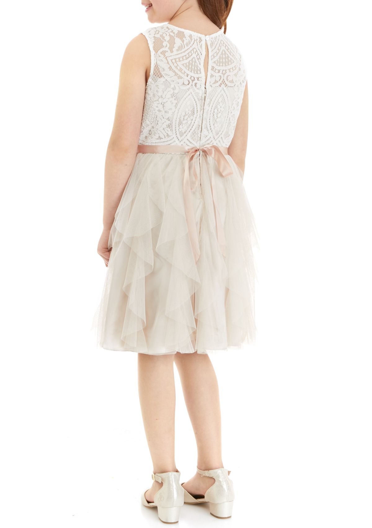 Girls 7-16 Lace Dress with Gemstones