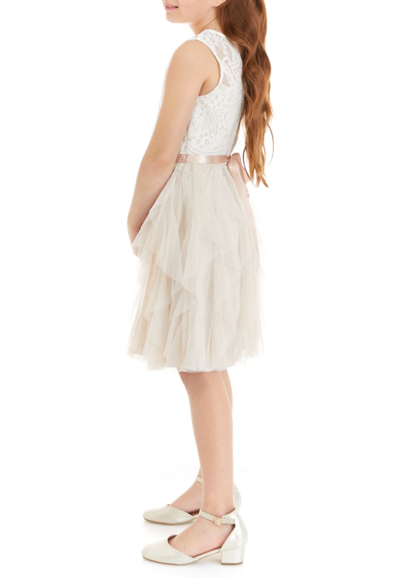 Girls 7-16 Lace Dress with Gemstones