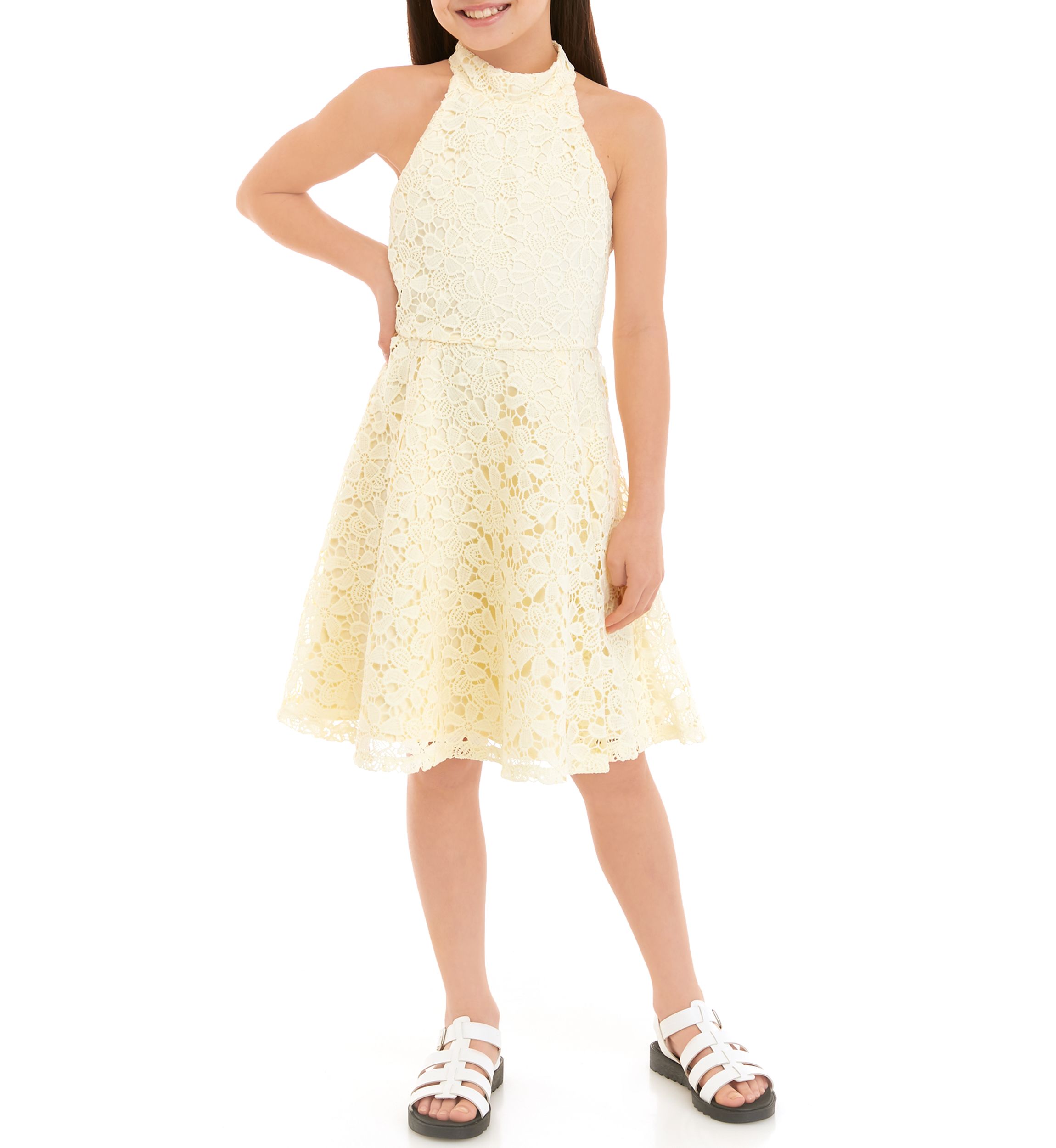 Girls 7-16 Lace Halter Bodice Skater Dress