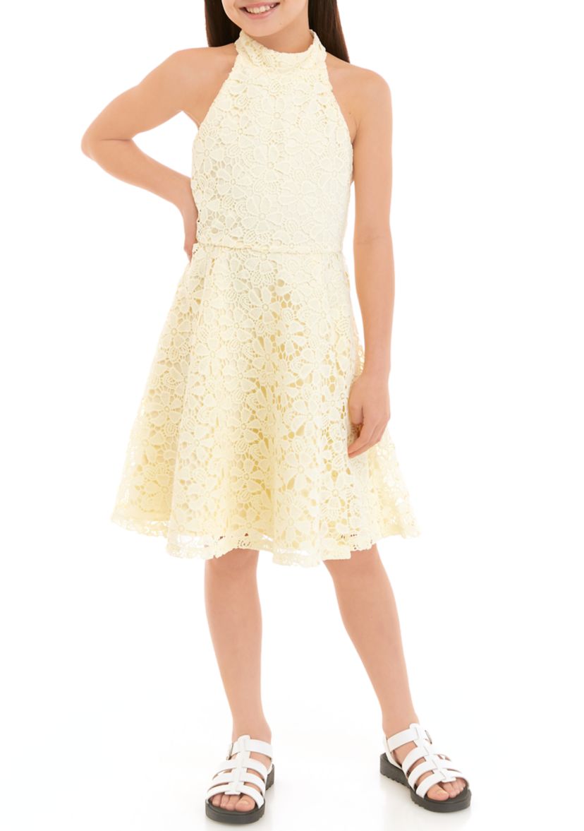 Girls 7-16 Lace Halter Bodice Skater Dress