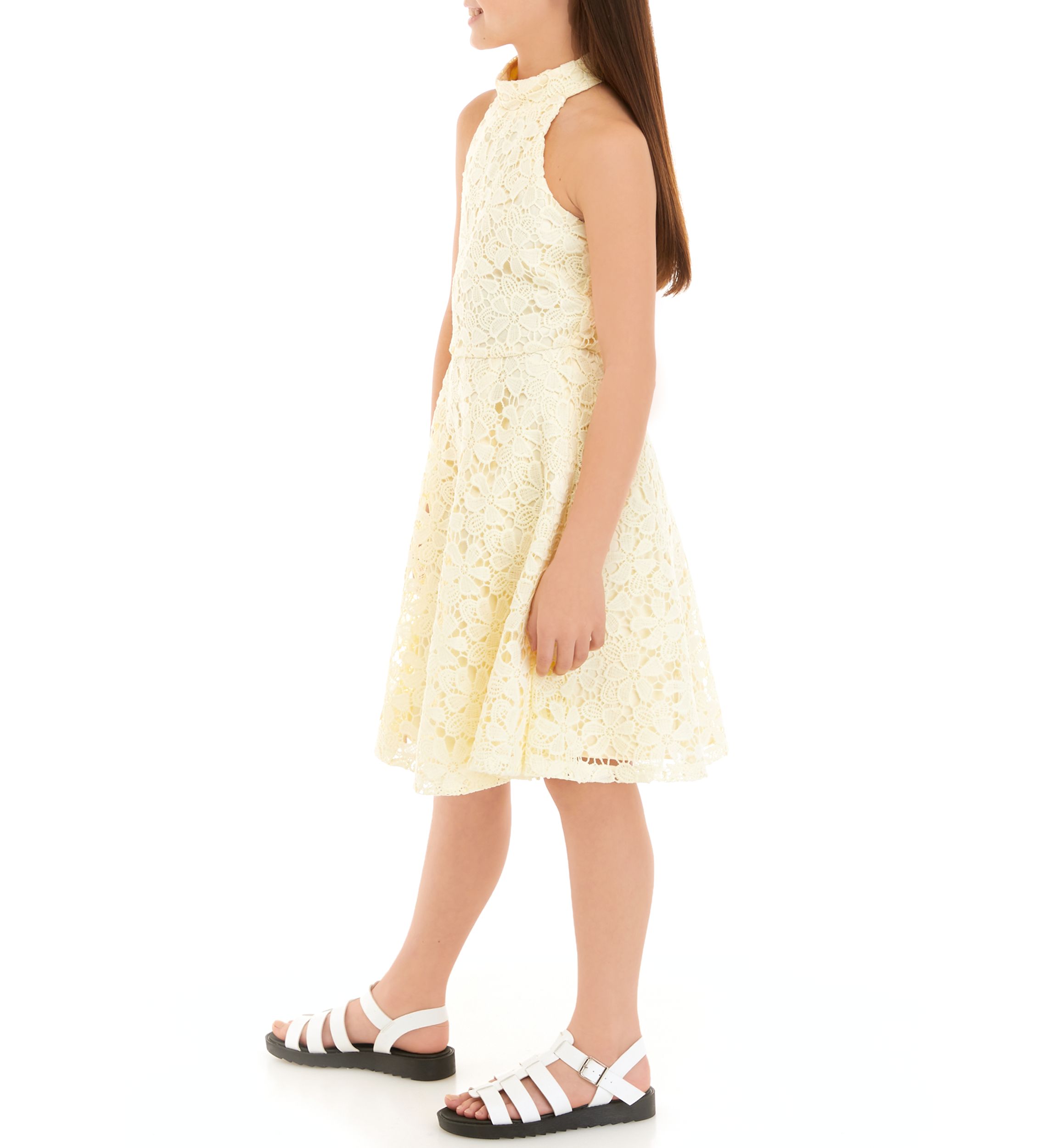 Girls 7-16 Lace Halter Bodice Skater Dress