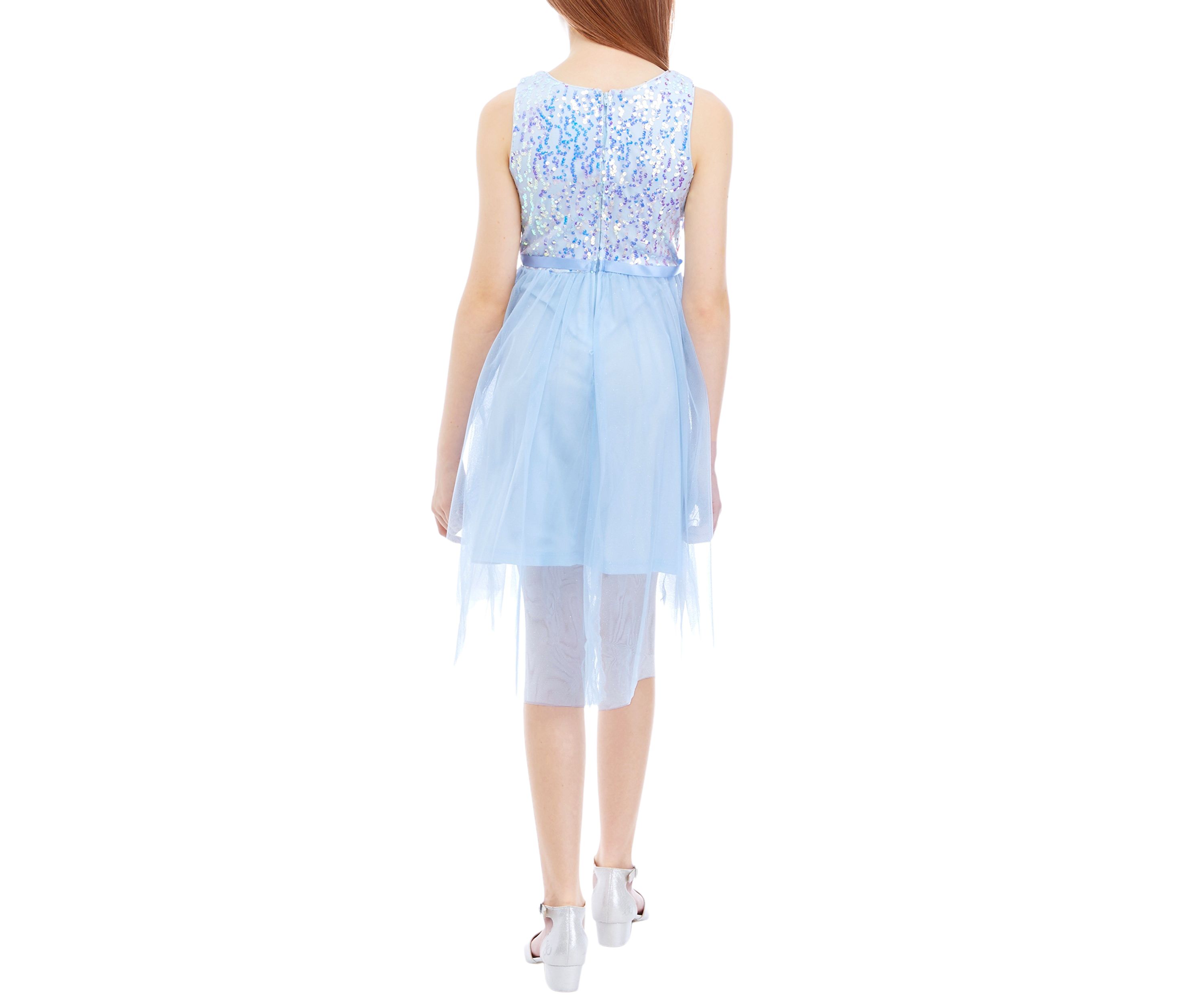 Girls 7-16 Embellished Bodice to Hi Low Mesh Skirt Dress
