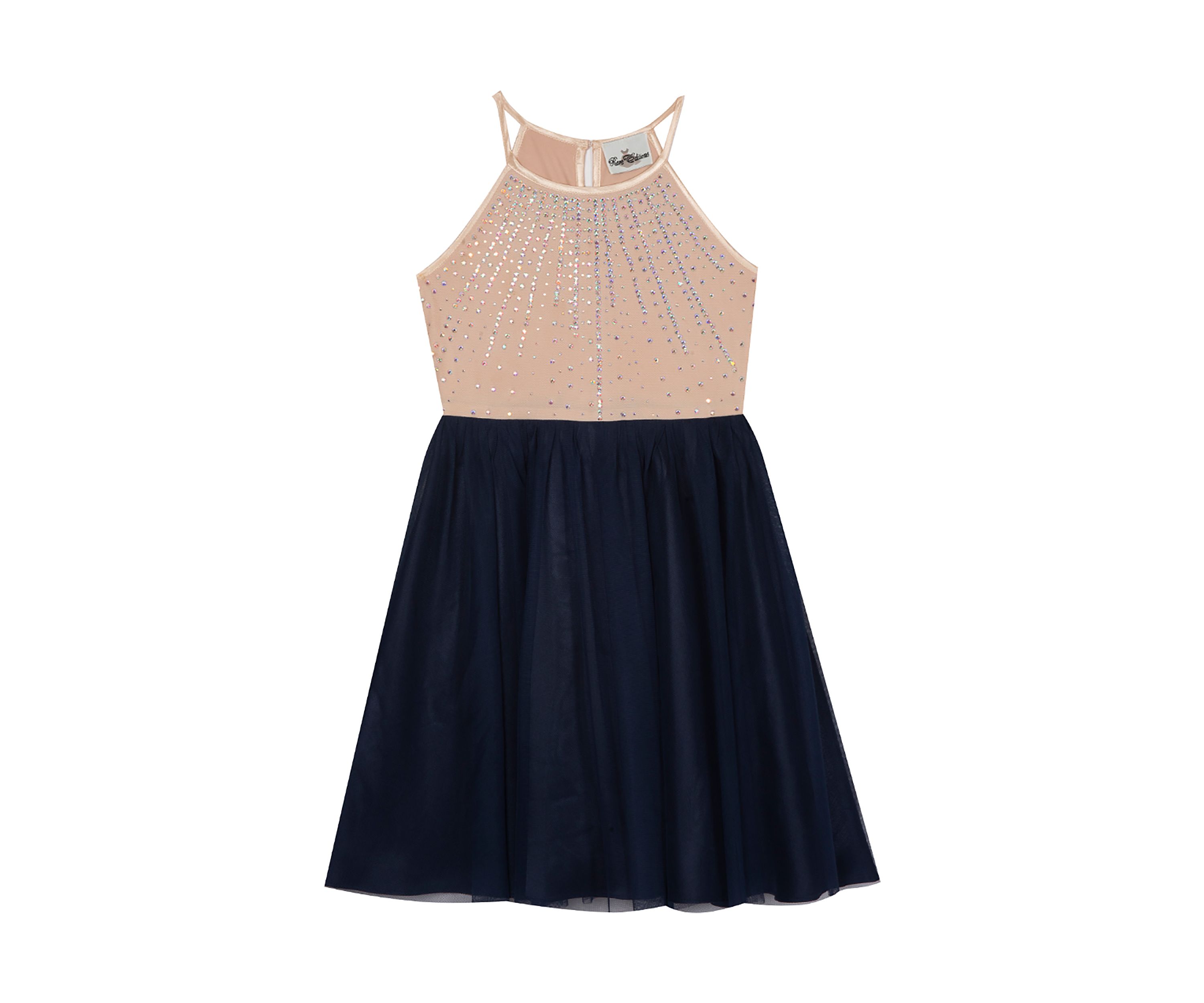 Girls 7-16 Embellished Bodice to Mesh Wire Hem Dress